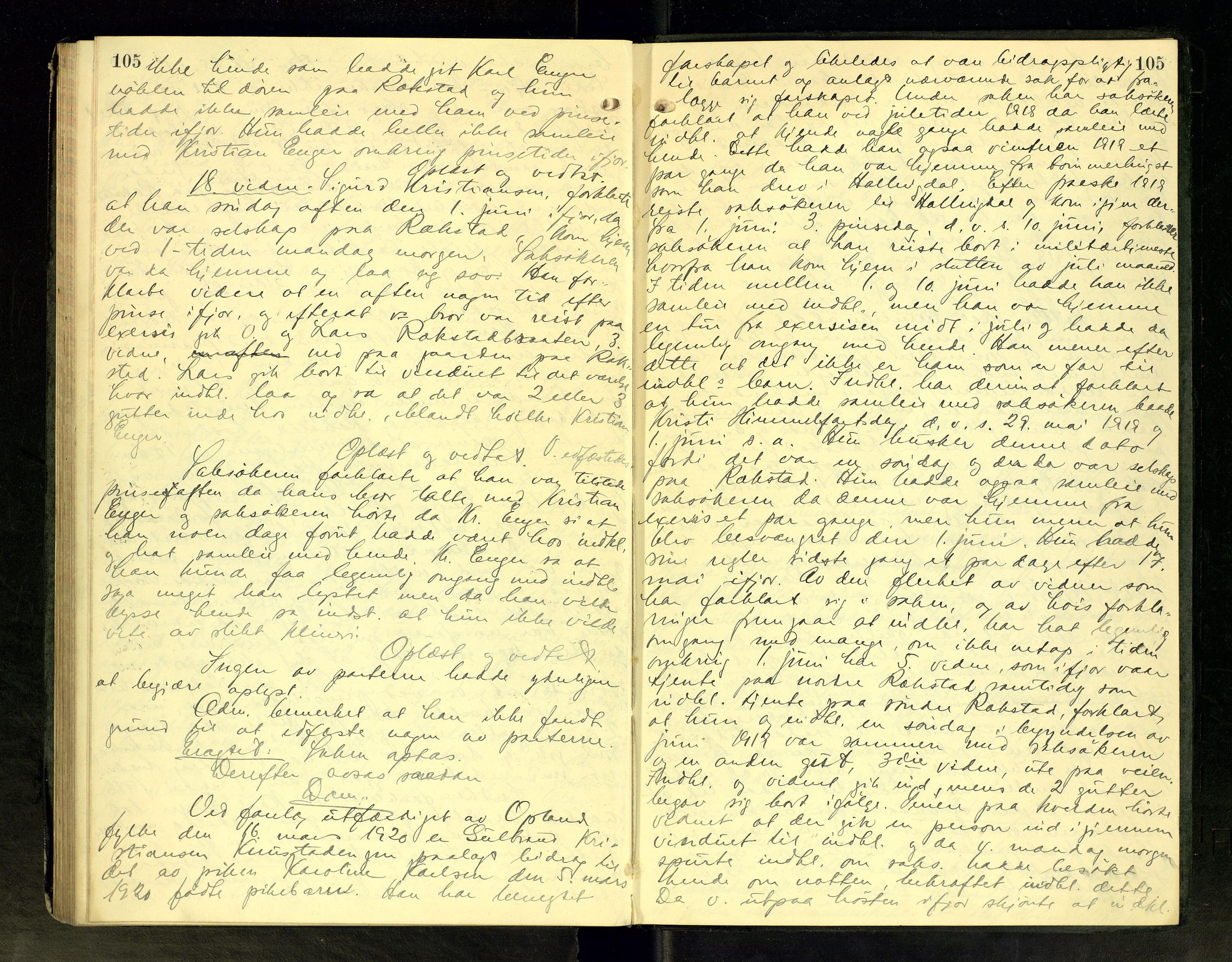 Hadeland og Land tingrett, AV/SAH-TING-010/G/Gc/L0058: Ekstrarettsprotokoll, 1917-1920, s. 105