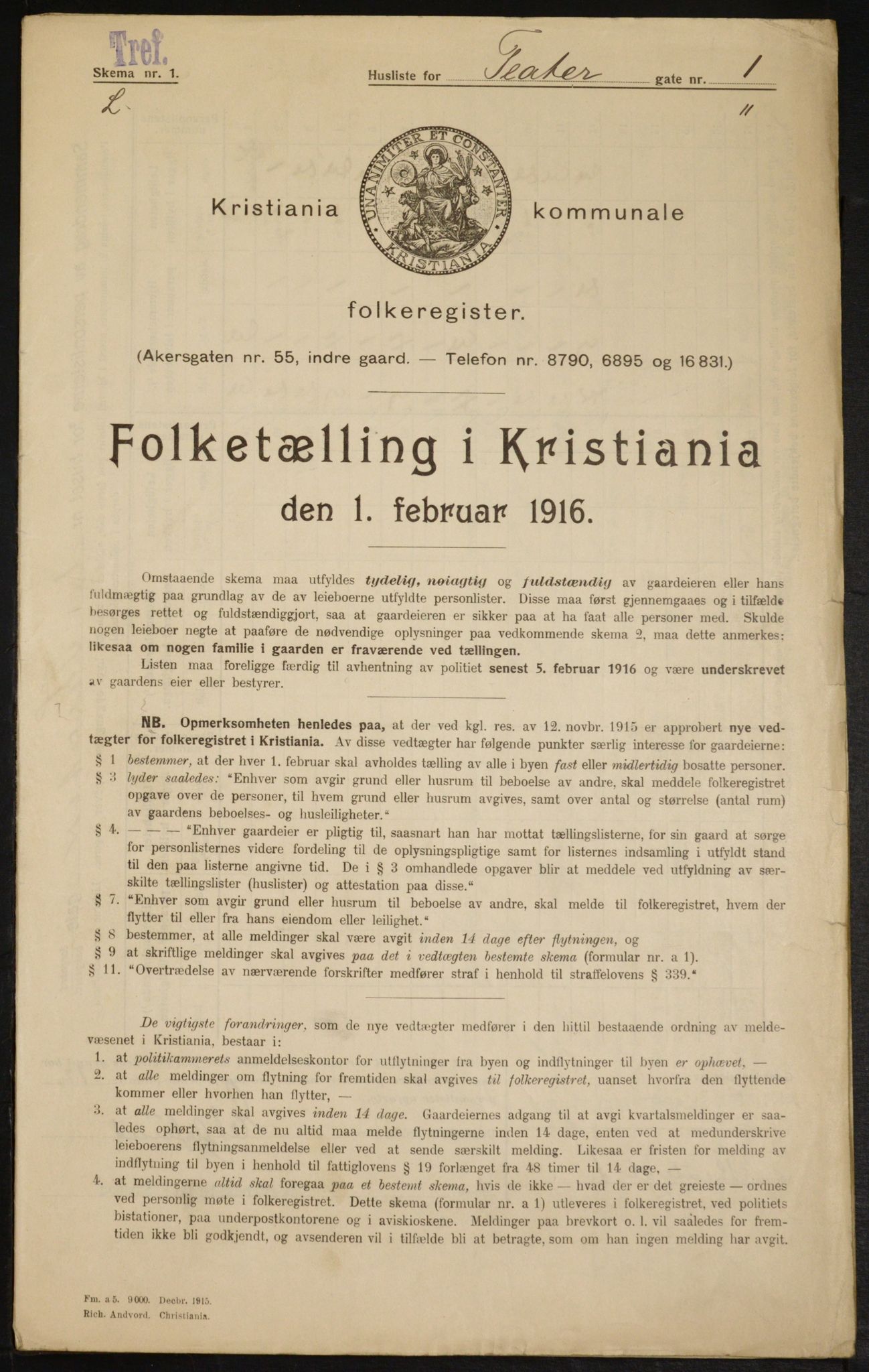OBA, Kommunal folketelling 1.2.1916 for Kristiania, 1916, s. 110011