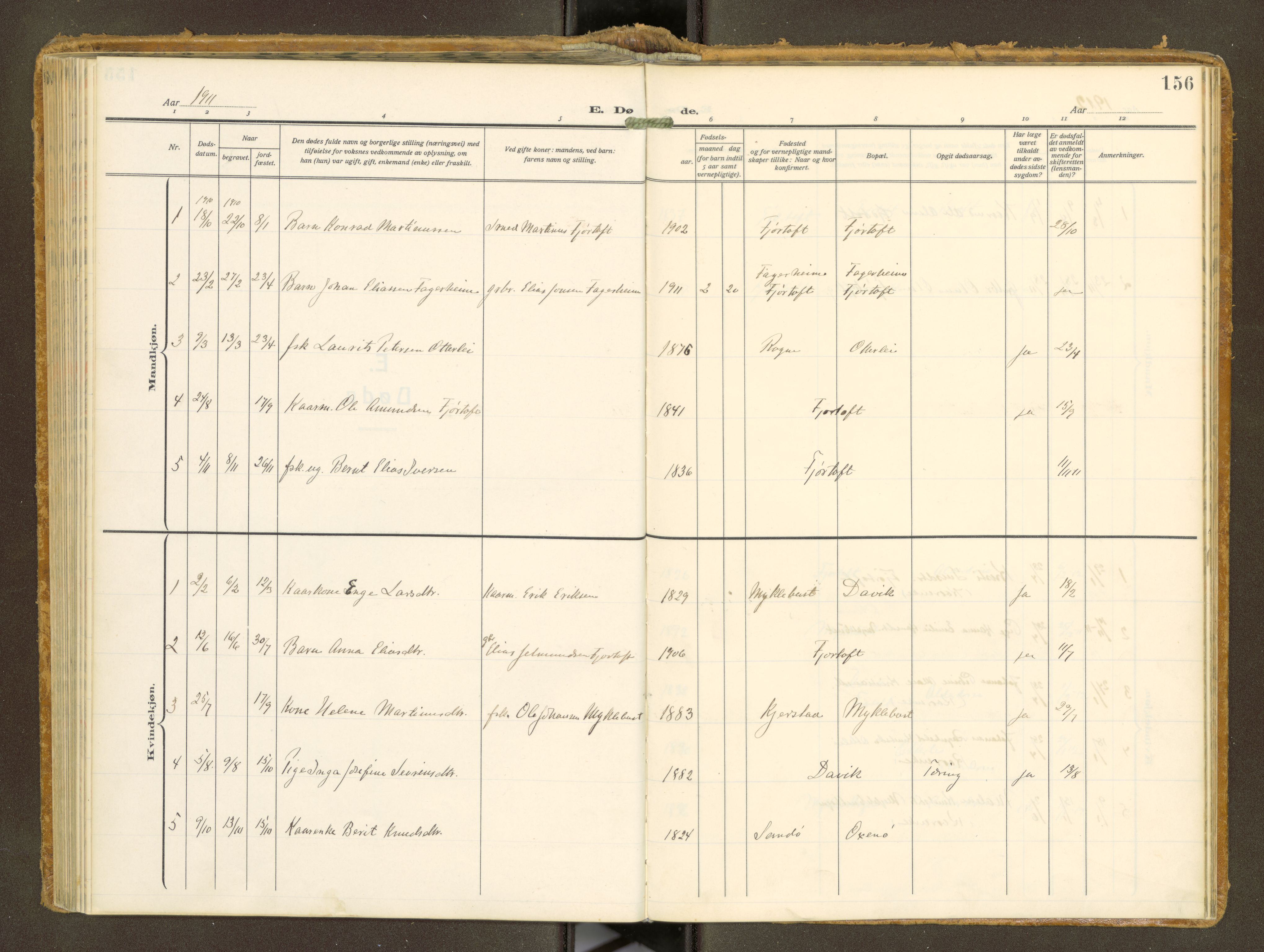 Ministerialprotokoller, klokkerbøker og fødselsregistre - Møre og Romsdal, AV/SAT-A-1454/538/L0528: Ministerialbok nr. 538A--, 1911-1935, s. 156