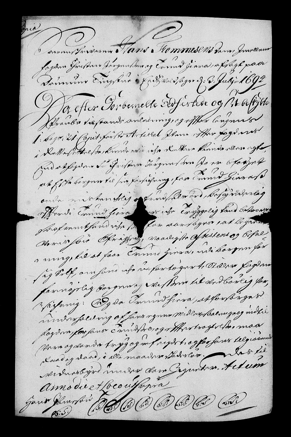 Stattholderembetet 1572-1771, RA/EA-2870/Af/L0004: Avskrifter av vedlegg til originale supplikker, nummerert i samsvar med supplikkbøkene, 1691-1694, s. 320