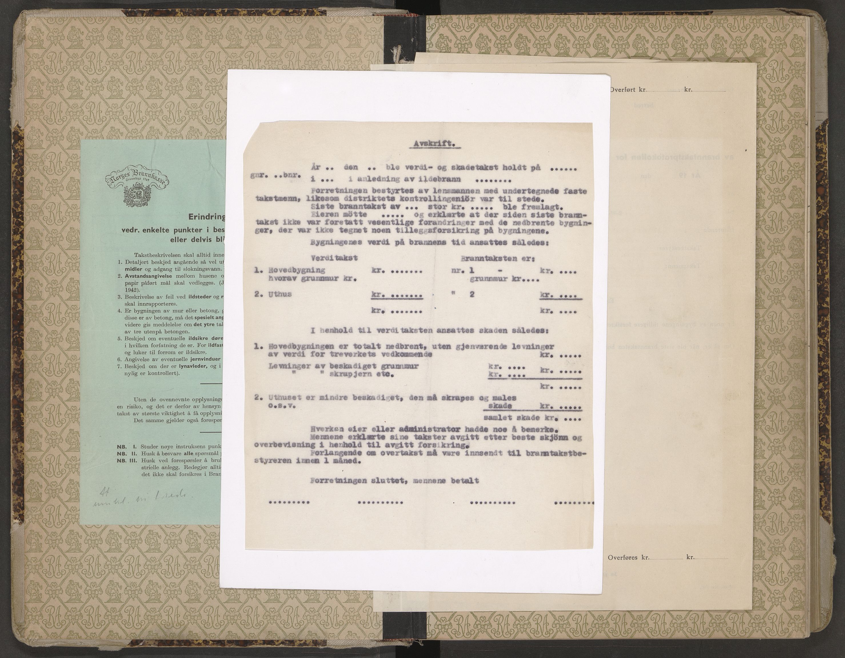 Norges brannkasse, branntakster Berg, SAO/A-11383/F/Fa/L0011: Branntakstprotokoll, 1942-1943