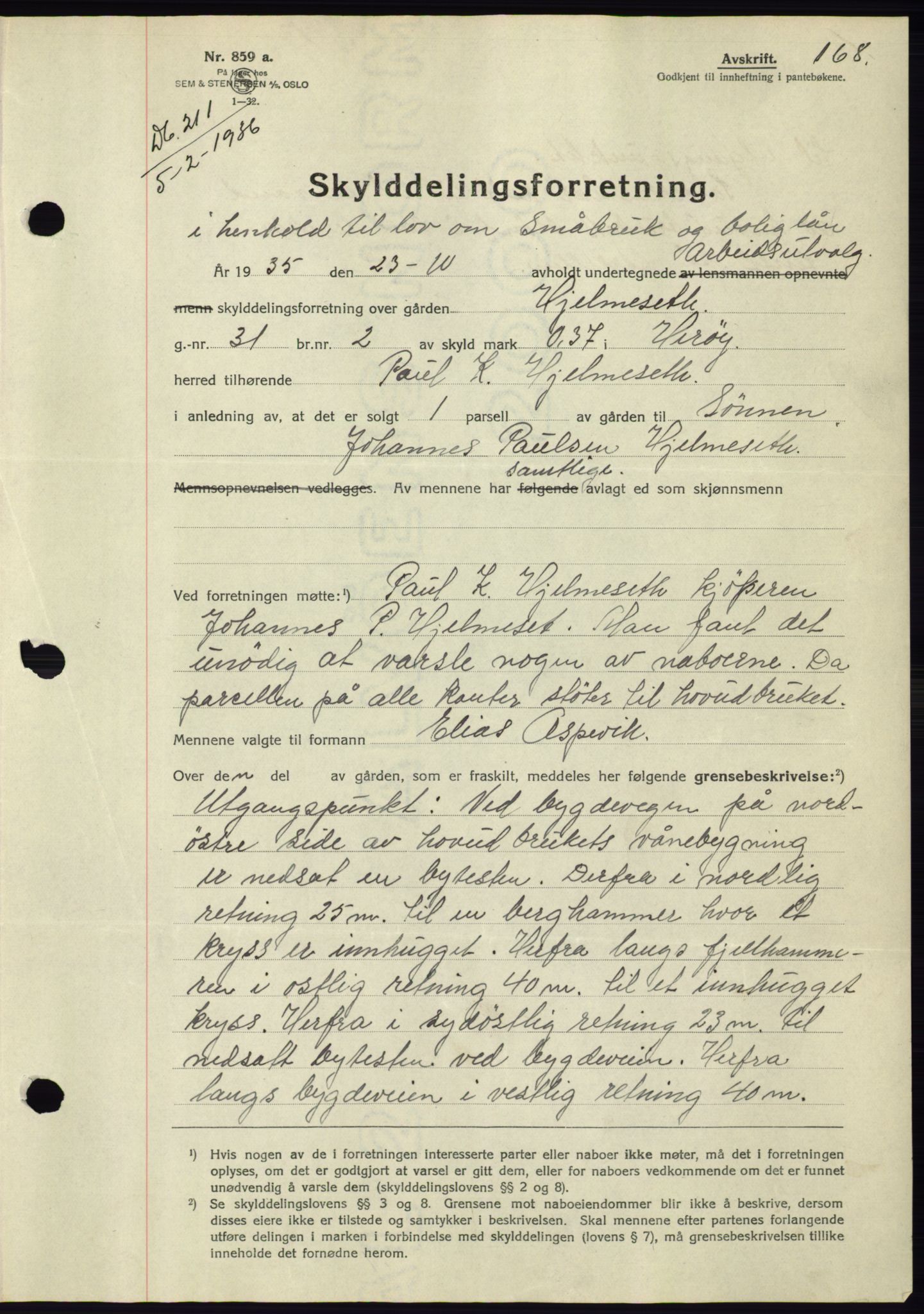 Søre Sunnmøre sorenskriveri, AV/SAT-A-4122/1/2/2C/L0060: Pantebok nr. 54, 1935-1936, Tingl.dato: 05.02.1936