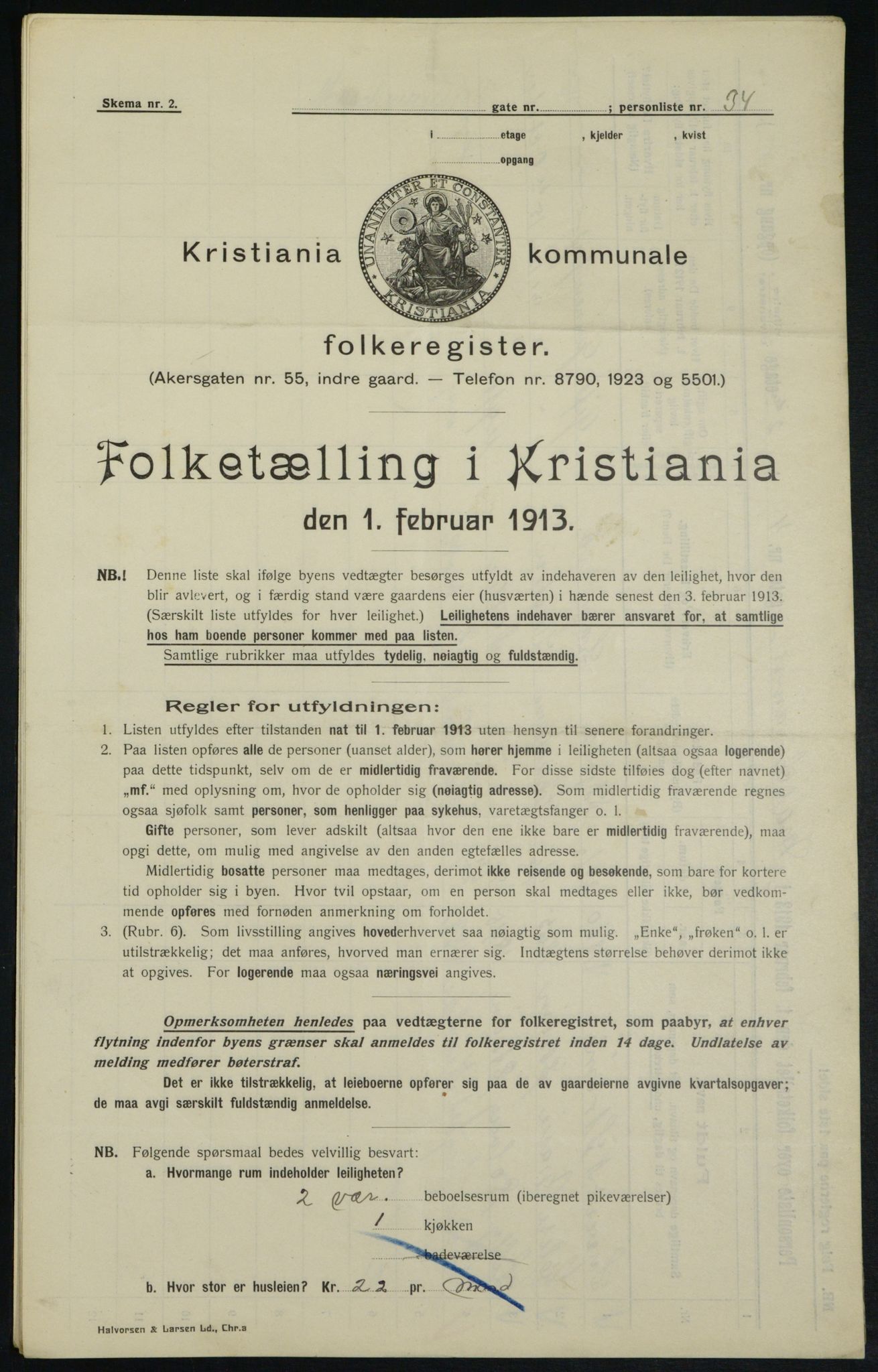 OBA, Kommunal folketelling 1.2.1913 for Kristiania, 1913, s. 64590