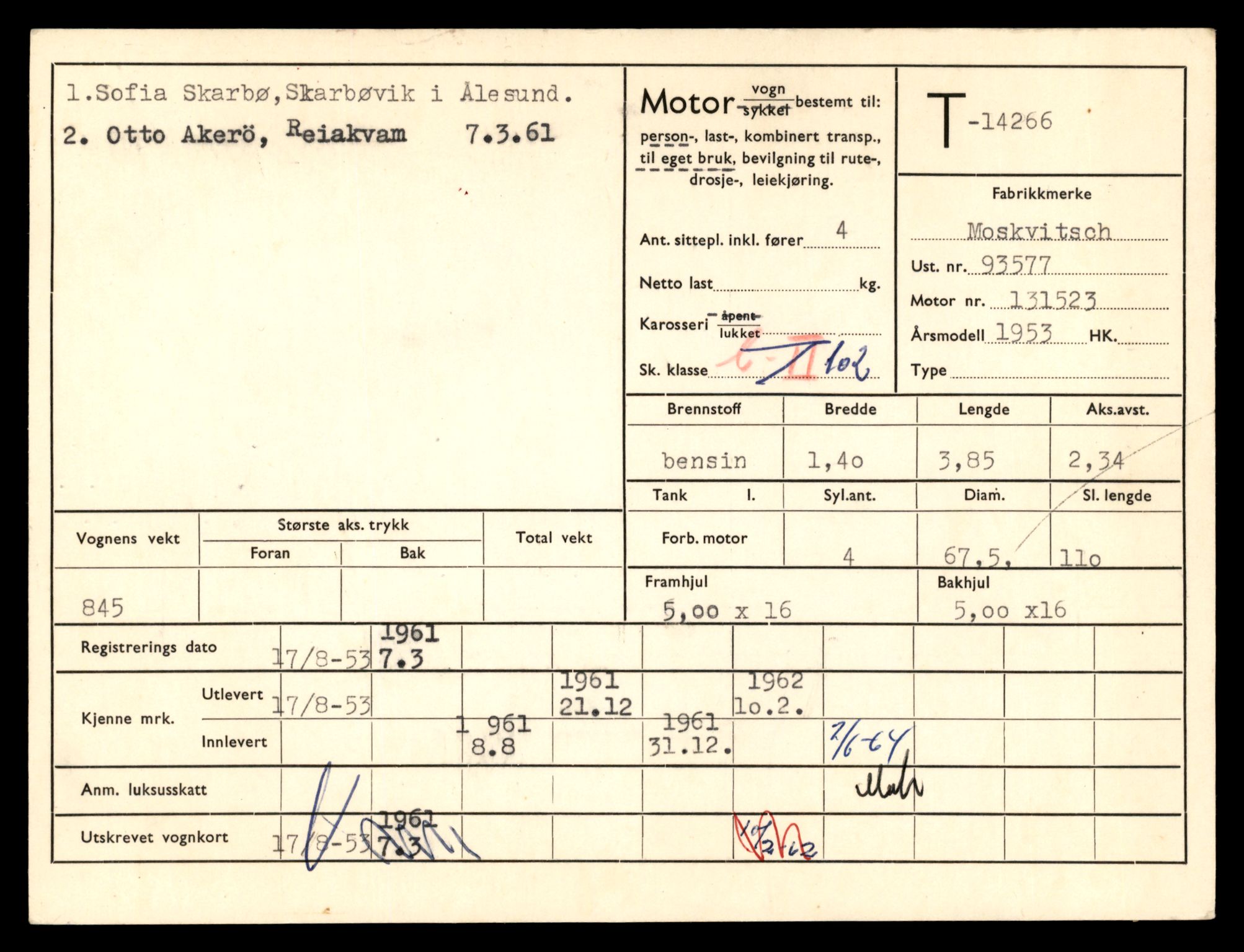 Møre og Romsdal vegkontor - Ålesund trafikkstasjon, AV/SAT-A-4099/F/Fe/L0044: Registreringskort for kjøretøy T 14205 - T 14319, 1927-1998, s. 1824