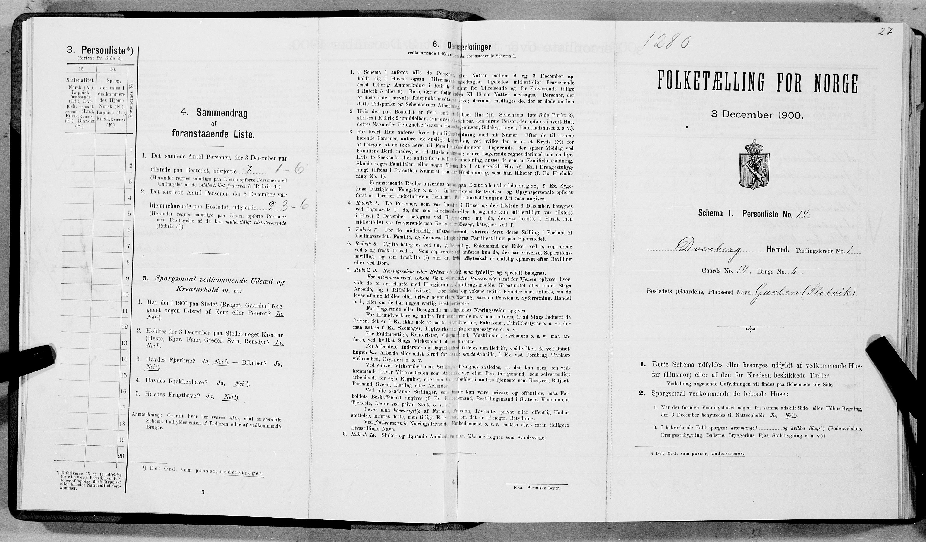 SAT, Folketelling 1900 for 1872 Dverberg herred, 1900, s. 58