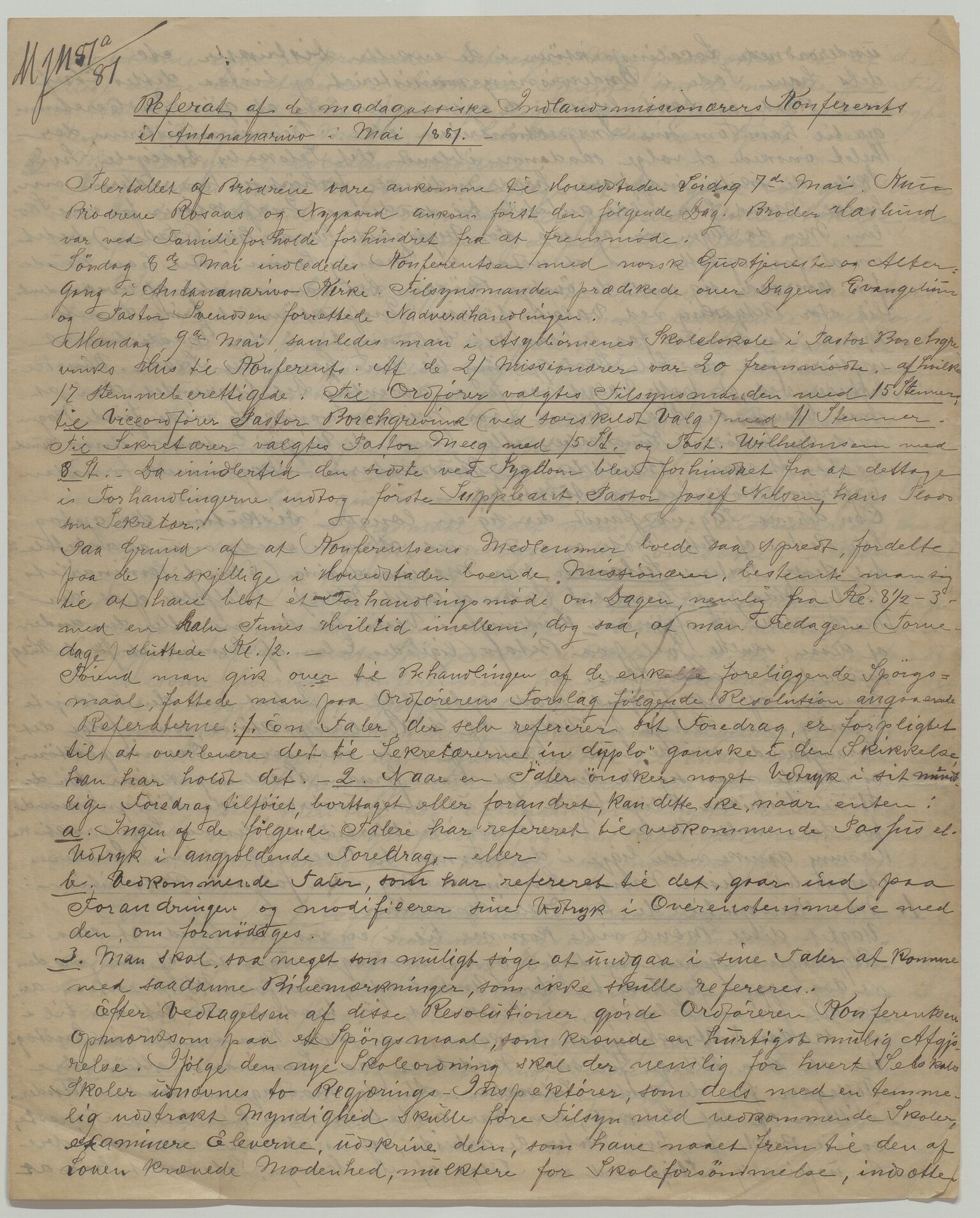 Det Norske Misjonsselskap - hovedadministrasjonen, VID/MA-A-1045/D/Da/Daa/L0035/0012: Konferansereferat og årsberetninger / Konferansereferat fra Madagaskar Innland., 1881