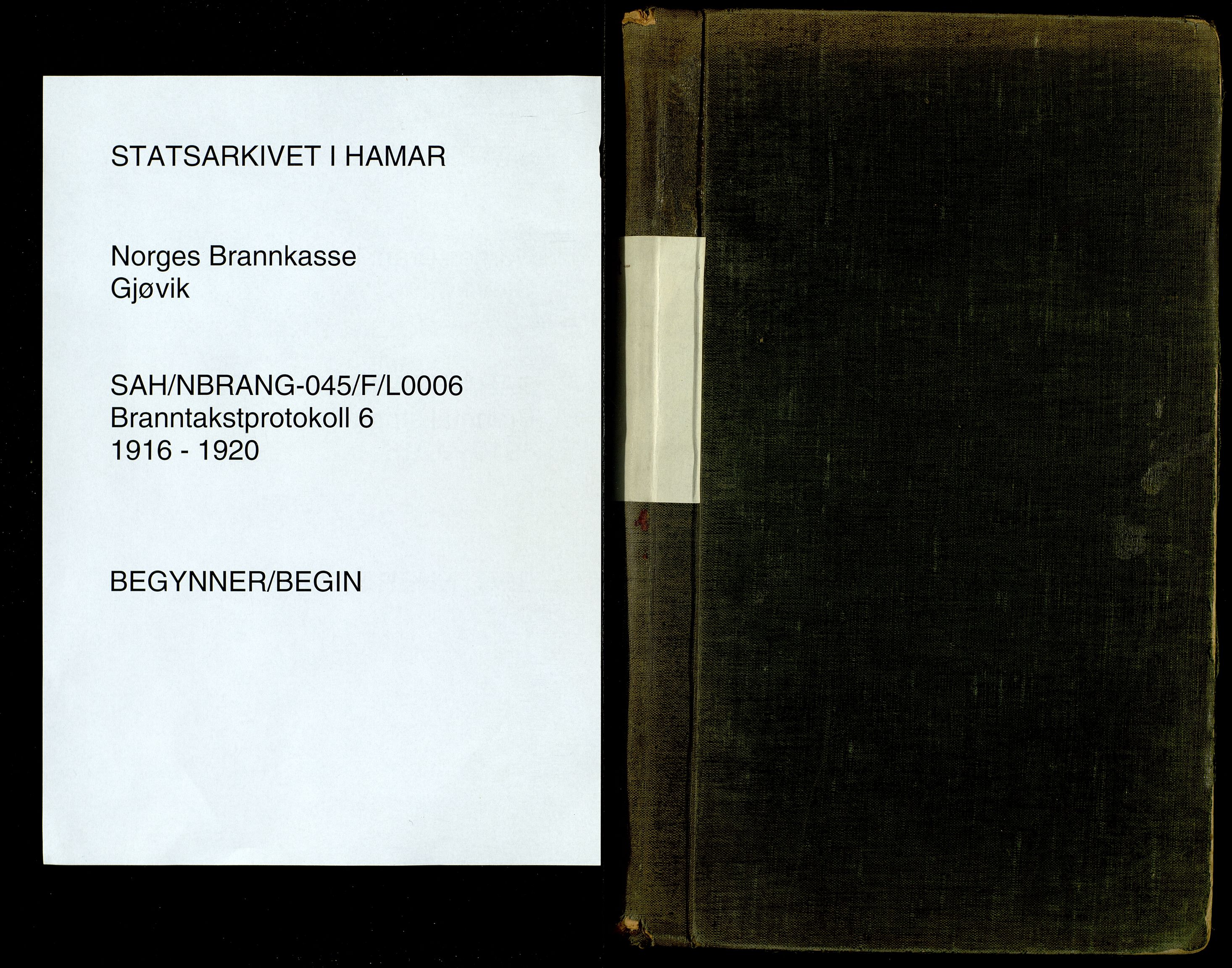 Norges Brannkasse, Gjøvik, SAH/NBRANG-045/F/L0006: Branntakstprotokoll, 1916-1920