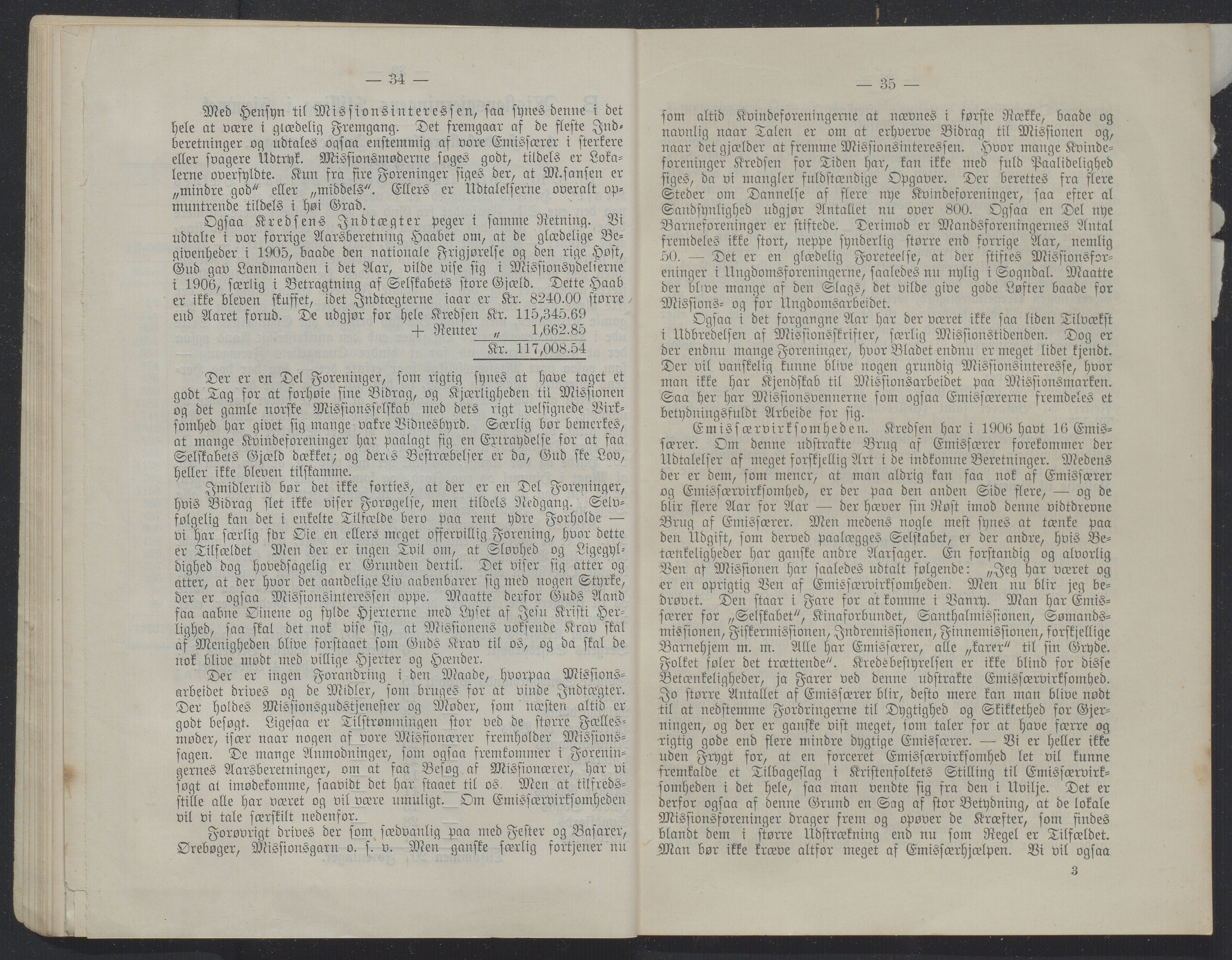 Det Norske Misjonsselskap - hovedadministrasjonen, VID/MA-A-1045/D/Db/Dba/L0340/0007: Beretninger, Bøker, Skrifter o.l   / Årsberetninger. Heftet. 65. , 1906, s. 34-35