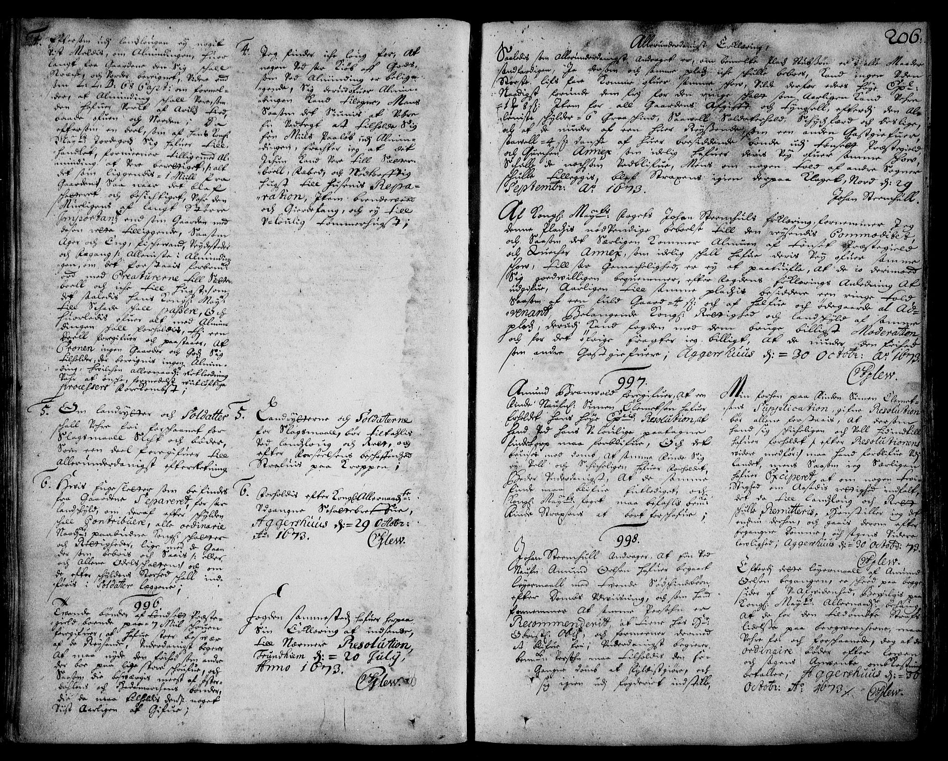 Stattholderembetet 1572-1771, AV/RA-EA-2870/Ad/L0003: Supplikasjons- og resolusjonsprotokoll, 1671-1682, s. 205b-206a