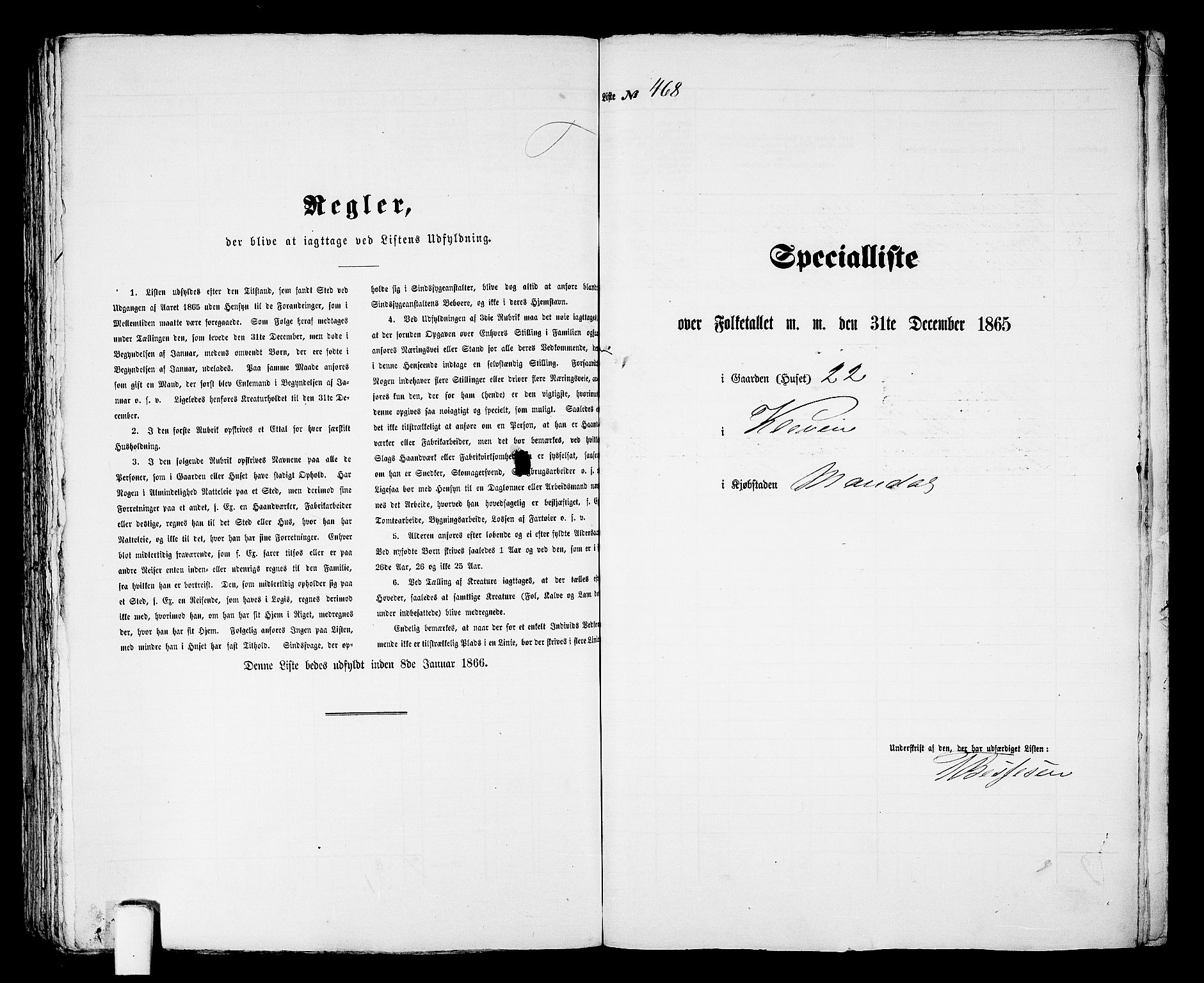 RA, Folketelling 1865 for 1002B Mandal prestegjeld, Mandal ladested, 1865, s. 945