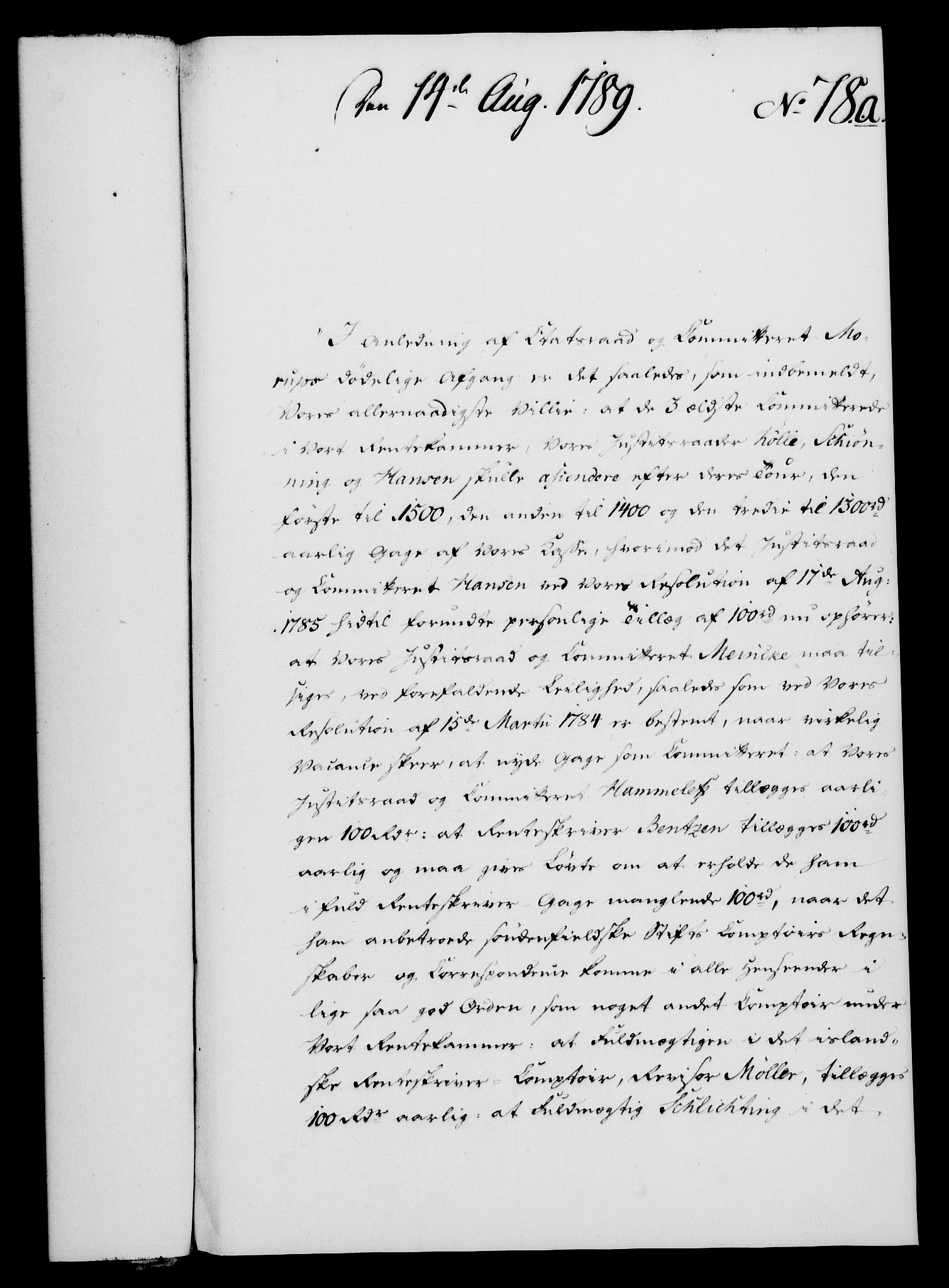 Rentekammeret, Kammerkanselliet, RA/EA-3111/G/Gf/Gfa/L0071: Norsk relasjons- og resolusjonsprotokoll (merket RK 52.71), 1789, s. 437