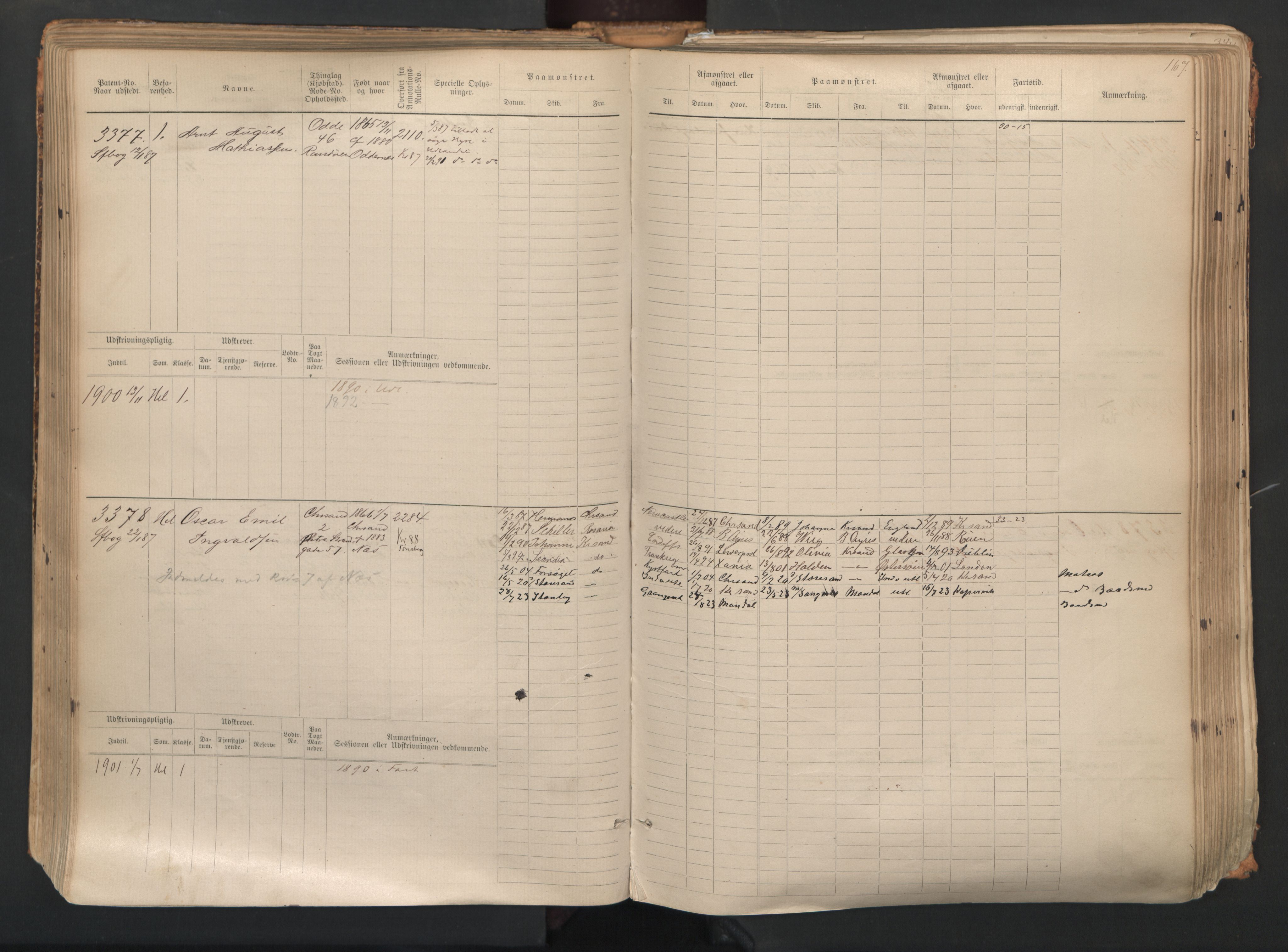 Kristiansand mønstringskrets, AV/SAK-2031-0015/F/Fb/L0007: Hovedrulle nr 3049-3810, I-14, 1883-1940, s. 169