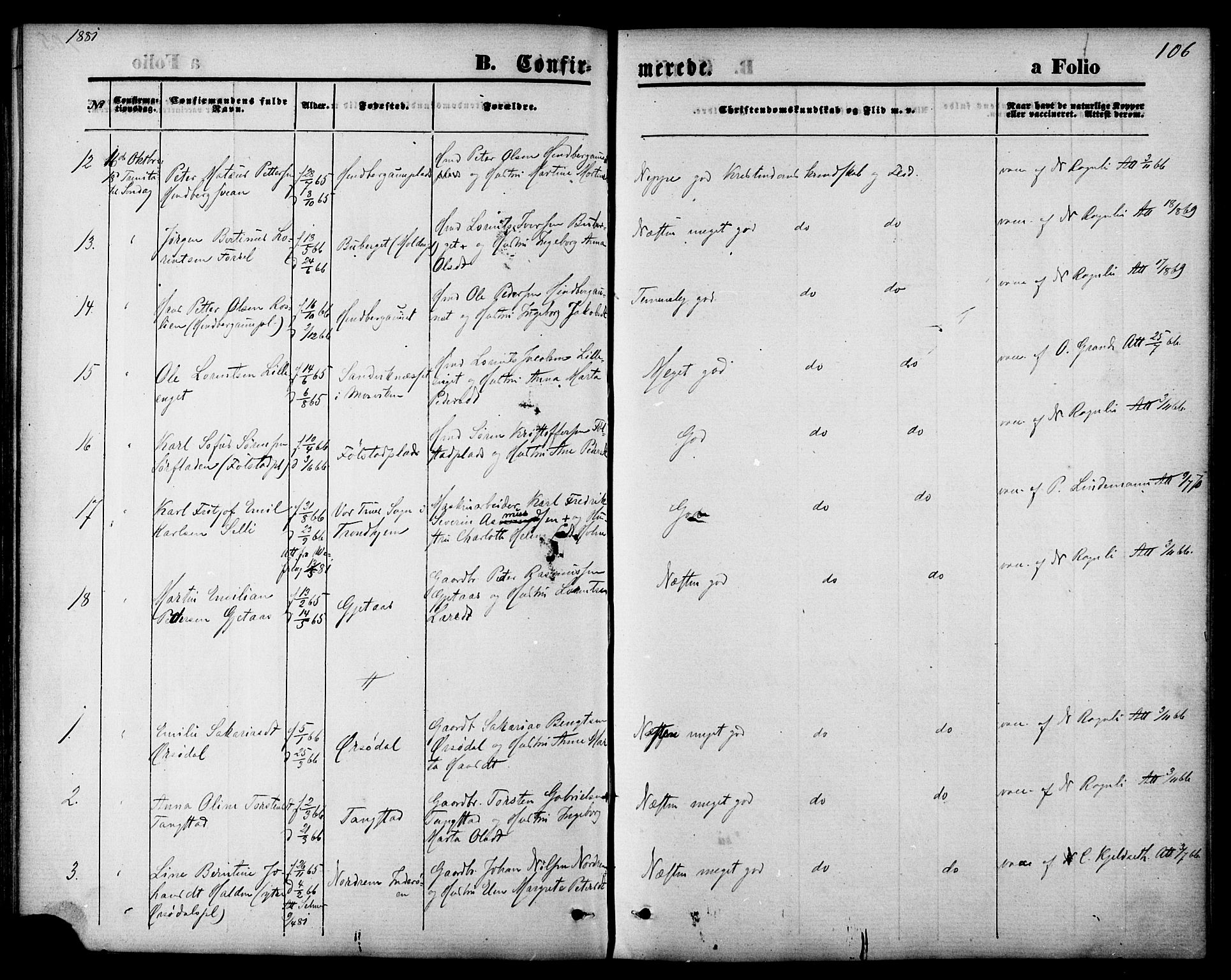 Ministerialprotokoller, klokkerbøker og fødselsregistre - Nord-Trøndelag, SAT/A-1458/744/L0419: Ministerialbok nr. 744A03, 1867-1881, s. 106