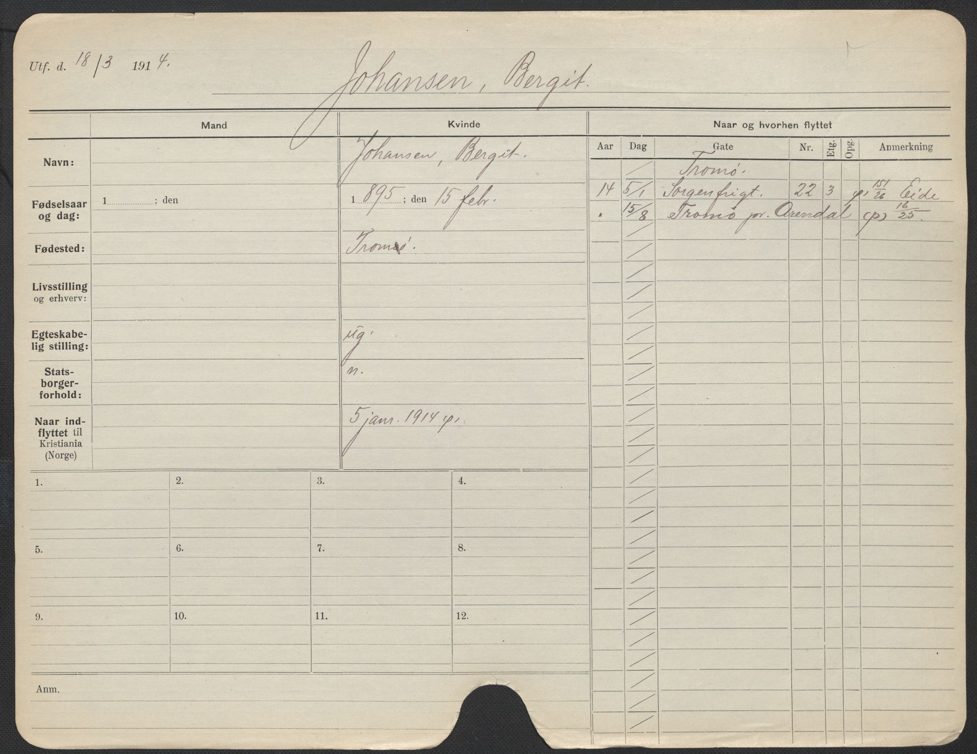 Oslo folkeregister, Registerkort, AV/SAO-A-11715/F/Fa/Fac/L0017: Kvinner, 1906-1914, s. 677a