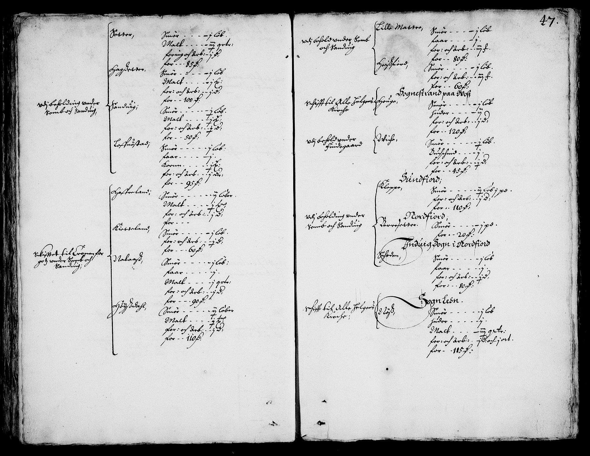 Rentekammeret inntil 1814, Realistisk ordnet avdeling, RA/EA-4070/On/L0001/0002: Statens gods / [Jj 2]: Jordebok og forklaring over atkomstene til Hannibal Sehesteds gods, 1651, s. 1046b-1047a