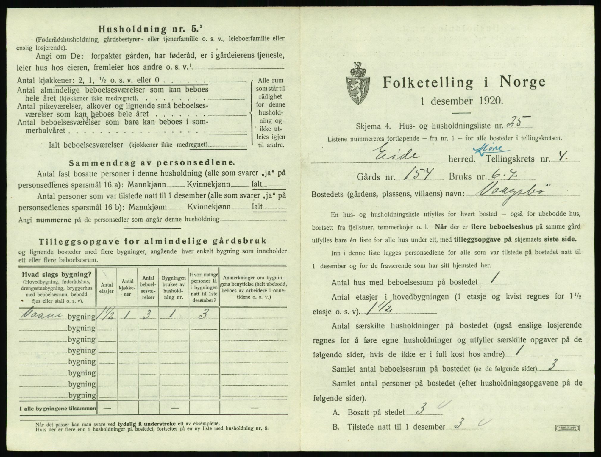 SAT, Folketelling 1920 for 1551 Eide herred, 1920, s. 302