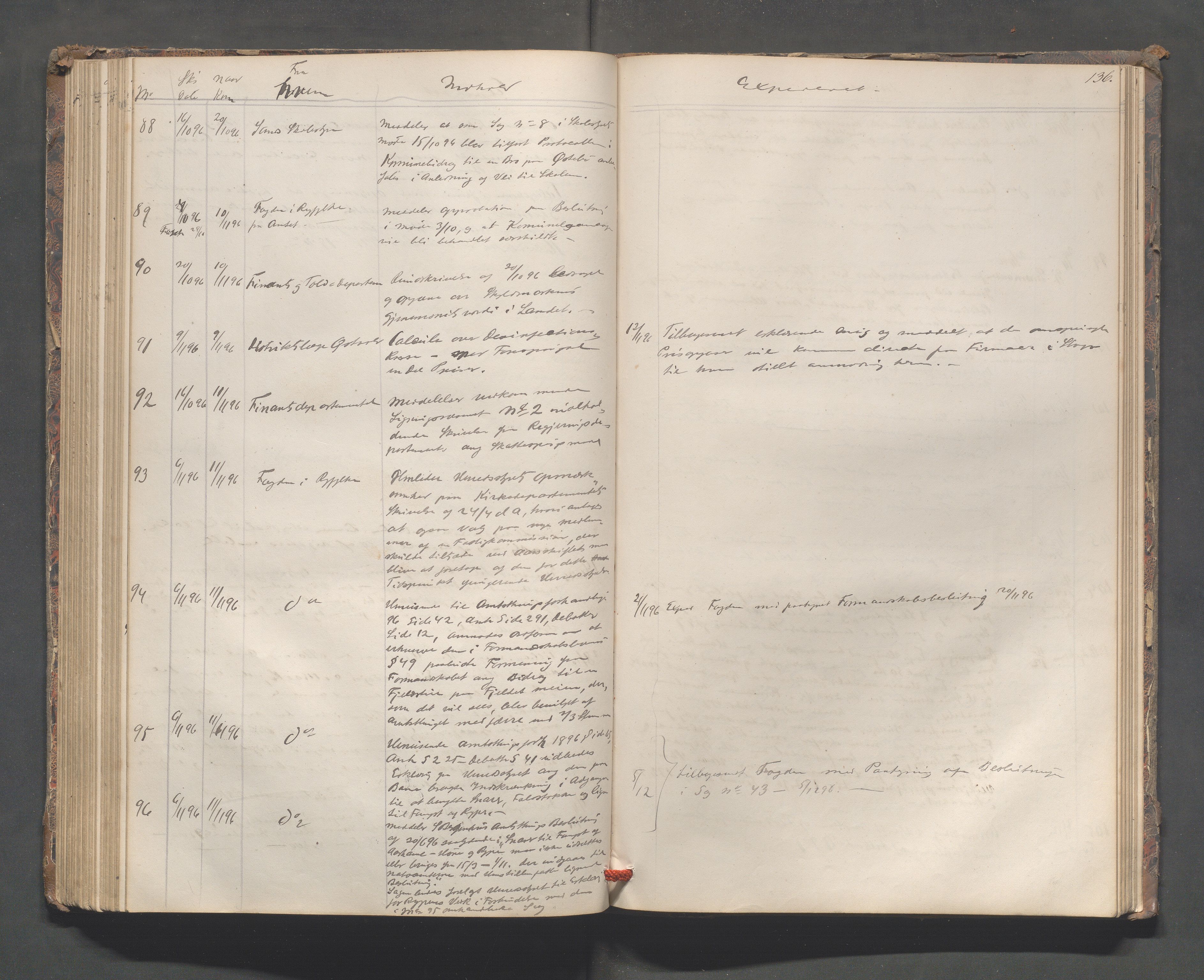 Sand kommune - Formannskapet, IKAR/K-102092/C/Ca/L0001: Brevjournal, 1859-1902, s. 136