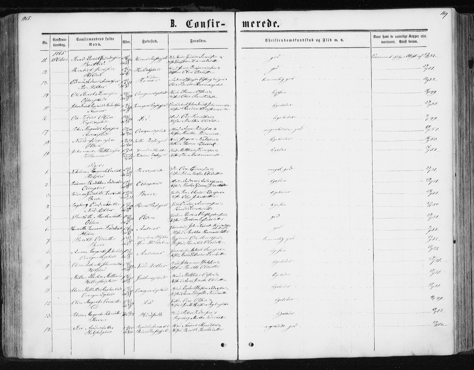 Ministerialprotokoller, klokkerbøker og fødselsregistre - Nord-Trøndelag, SAT/A-1458/741/L0394: Ministerialbok nr. 741A08, 1864-1877, s. 169