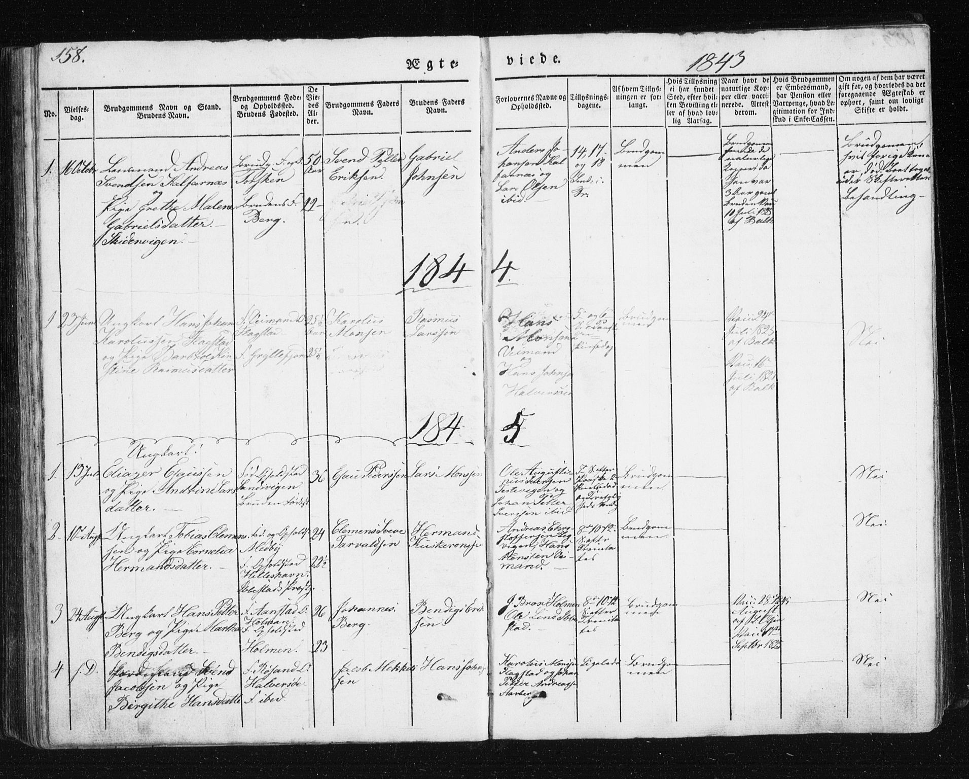 Berg sokneprestkontor, AV/SATØ-S-1318/G/Ga/Gab/L0011klokker: Klokkerbok nr. 11, 1833-1878, s. 158