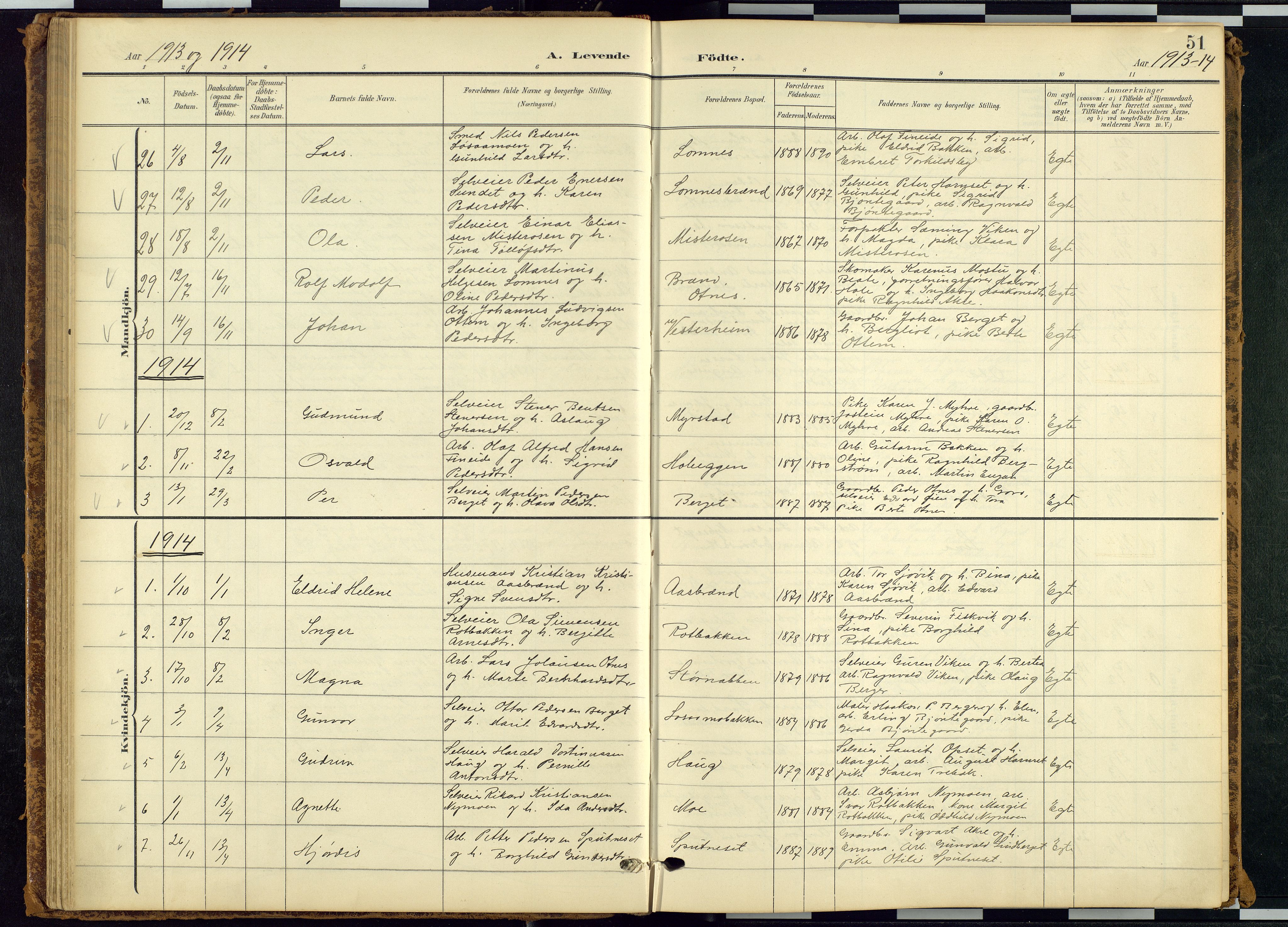 Rendalen prestekontor, AV/SAH-PREST-054/H/Ha/Hab/L0010: Klokkerbok nr. 10, 1903-1940, s. 51