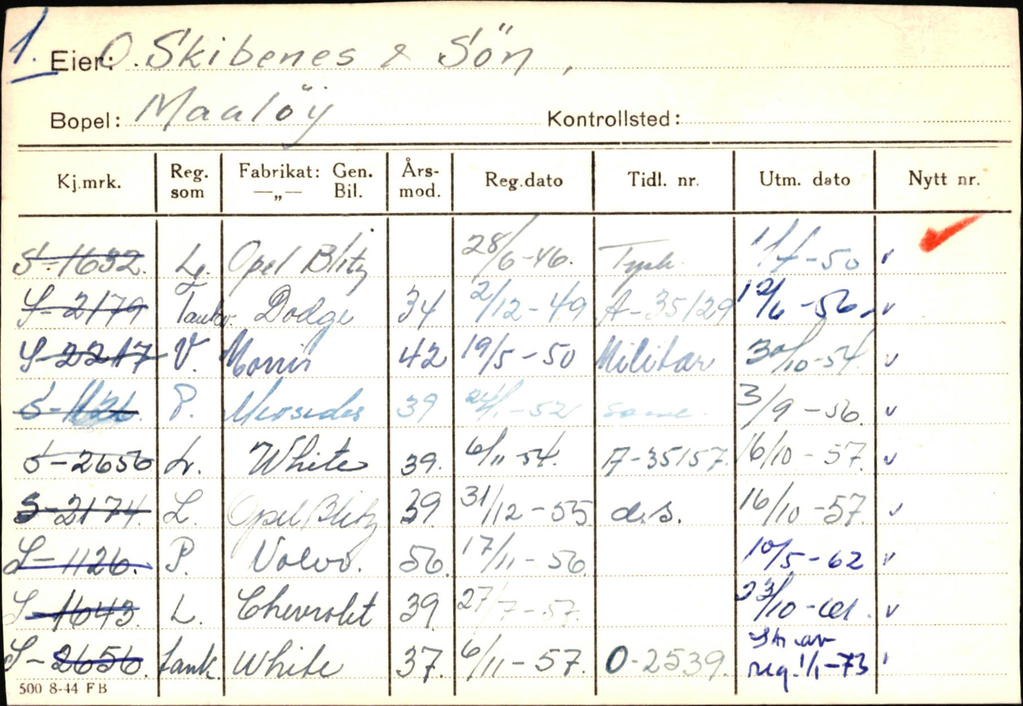 Statens vegvesen, Sogn og Fjordane vegkontor, AV/SAB-A-5301/4/F/L0145: Registerkort Vågsøy S-Å. Årdal I-P, 1945-1975, s. 87