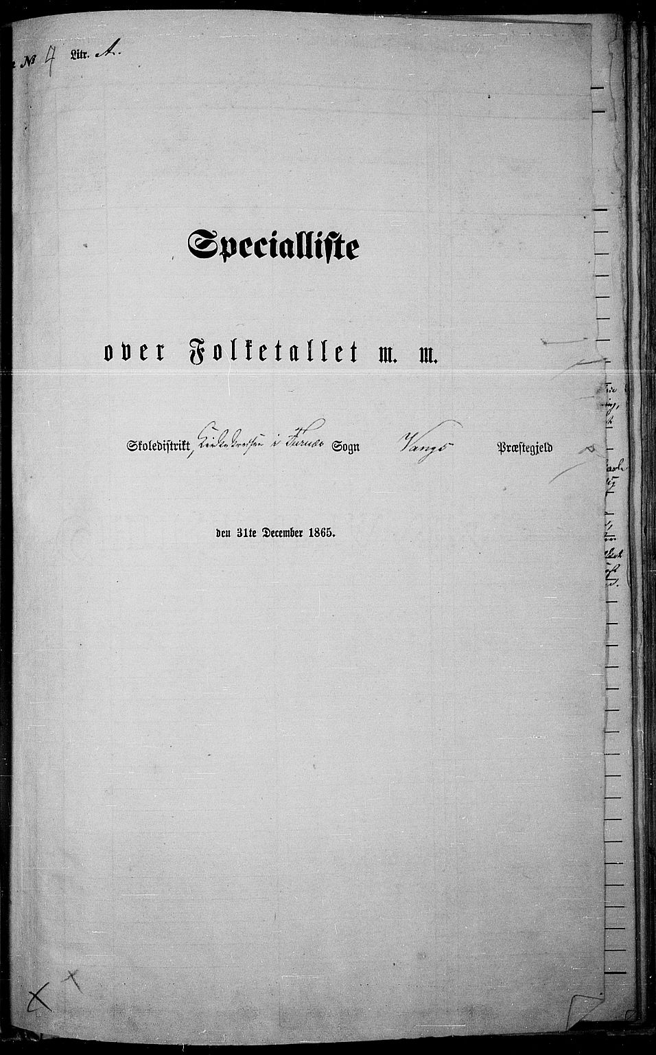 RA, Folketelling 1865 for 0414L Vang prestegjeld, Vang sokn og Furnes sokn, 1865, s. 88