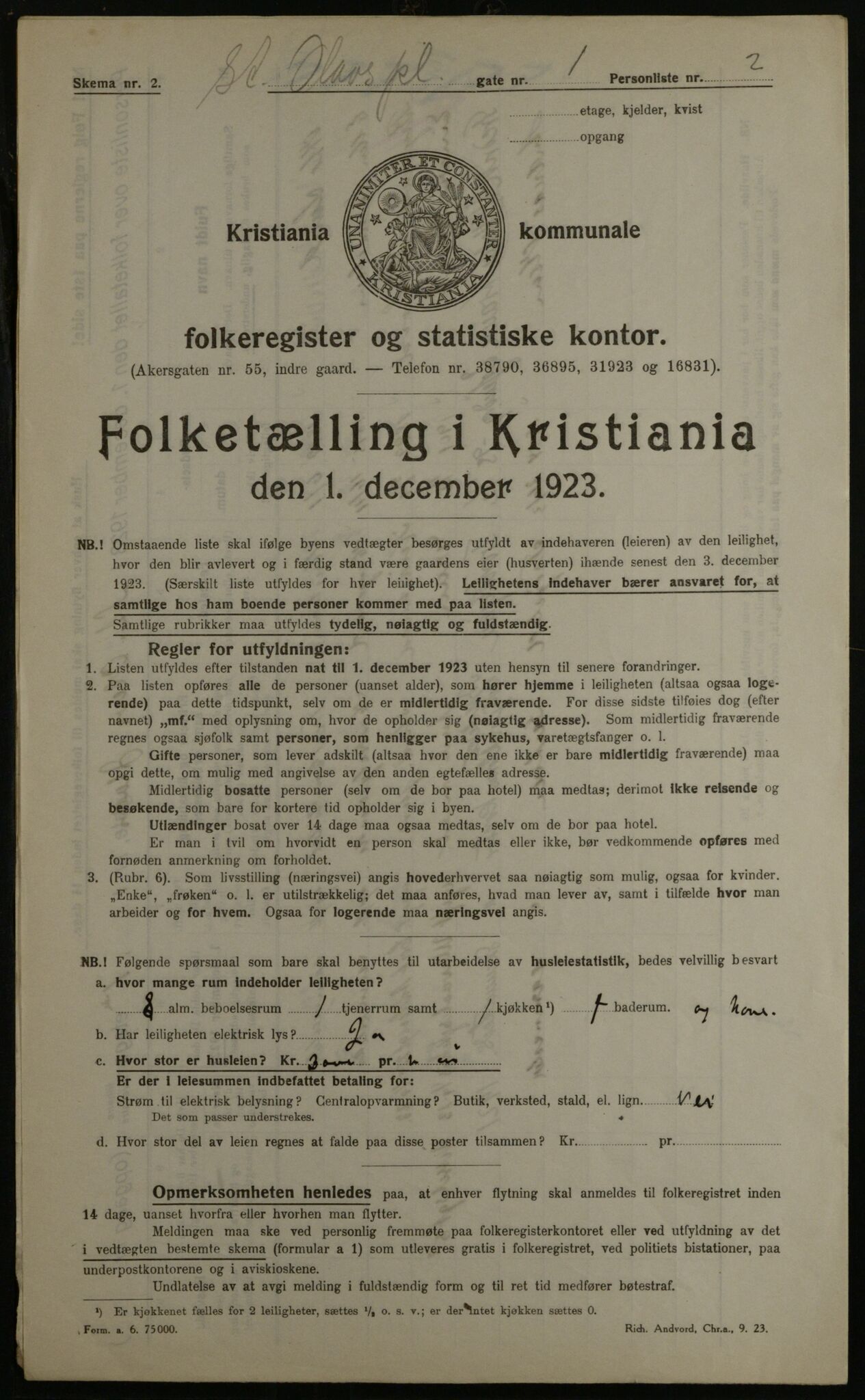 OBA, Kommunal folketelling 1.12.1923 for Kristiania, 1923, s. 97644