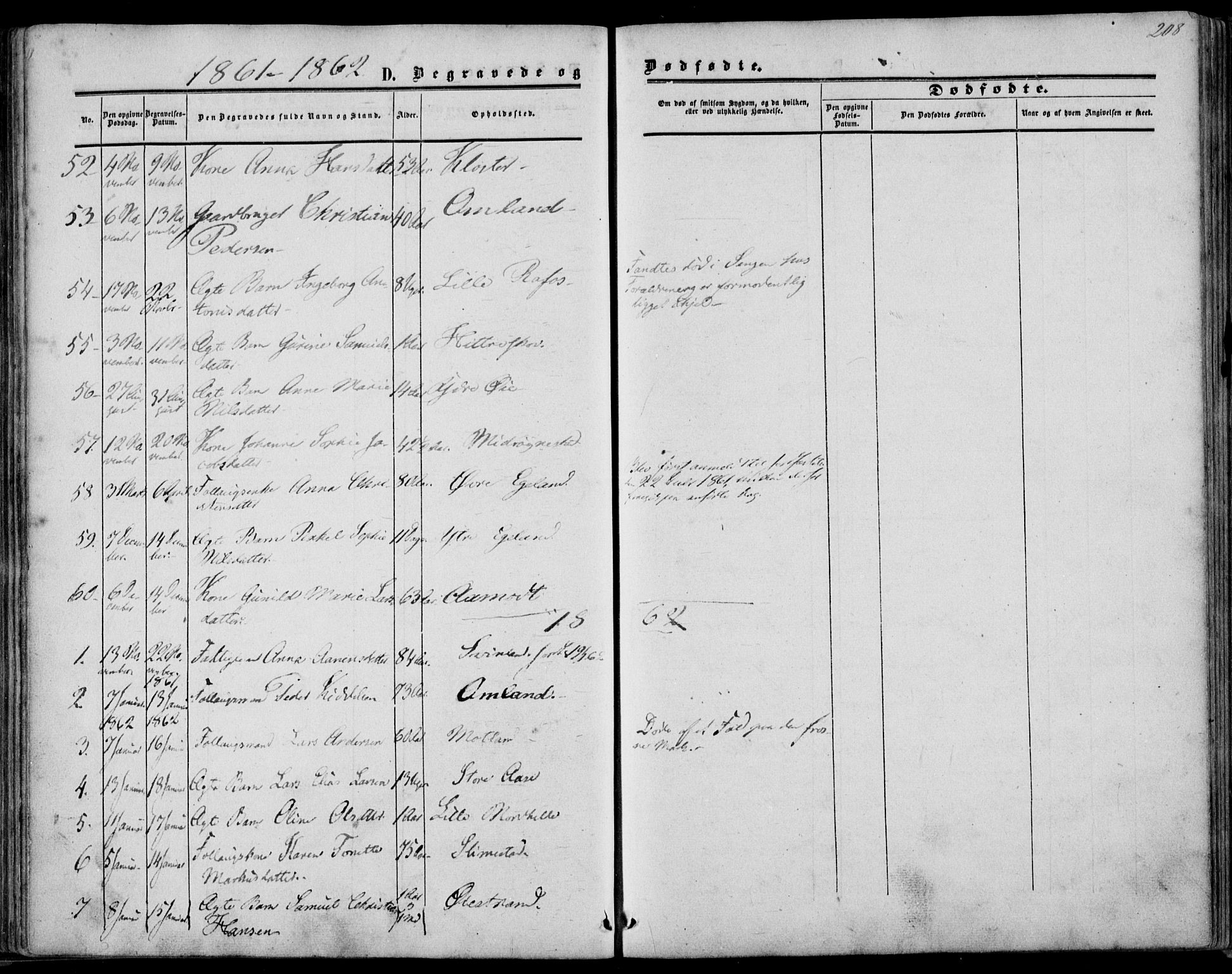 Kvinesdal sokneprestkontor, SAK/1111-0026/F/Fa/Fab/L0006: Ministerialbok nr. A 6, 1857-1869, s. 208