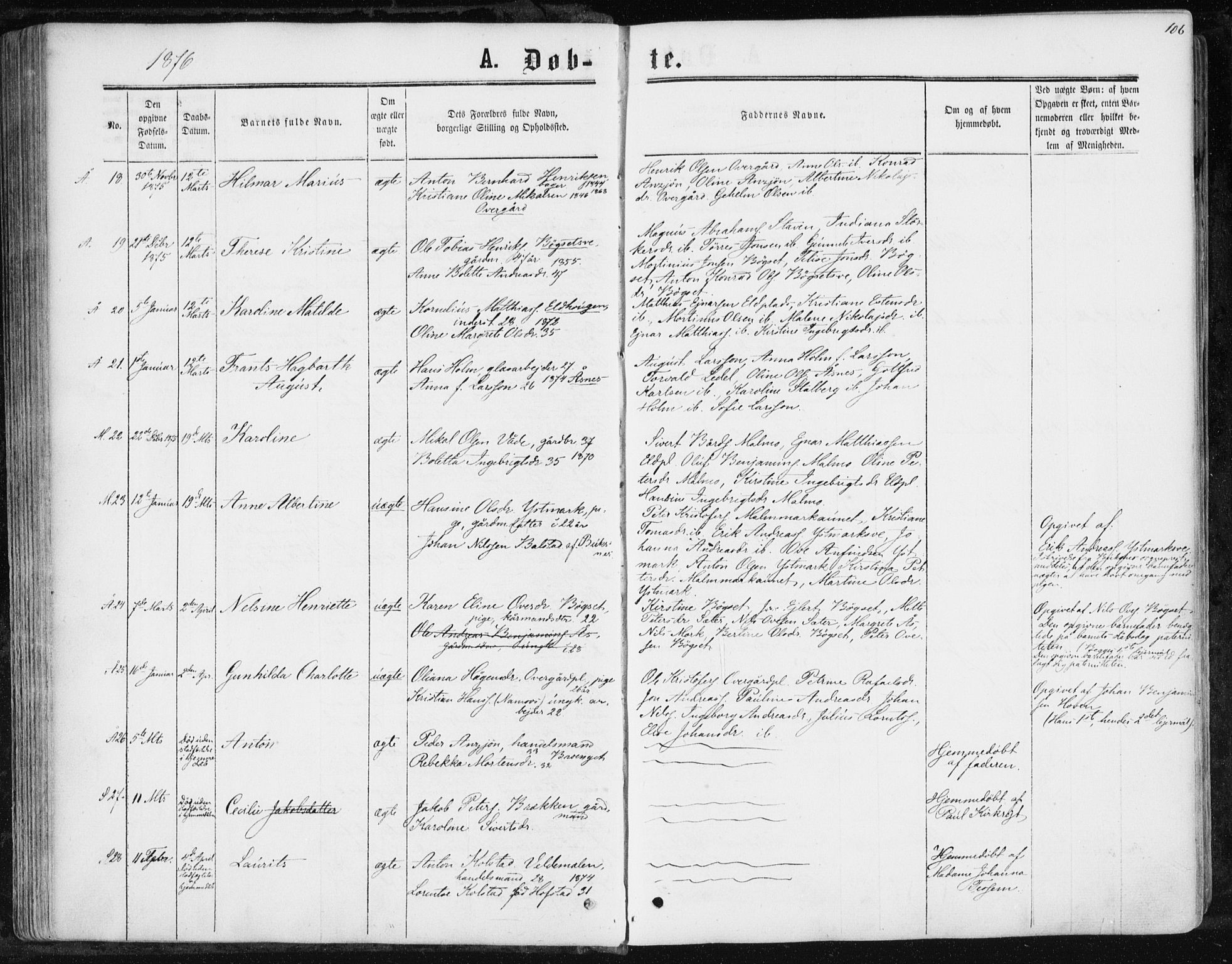 Ministerialprotokoller, klokkerbøker og fødselsregistre - Nord-Trøndelag, SAT/A-1458/741/L0394: Ministerialbok nr. 741A08, 1864-1877, s. 106