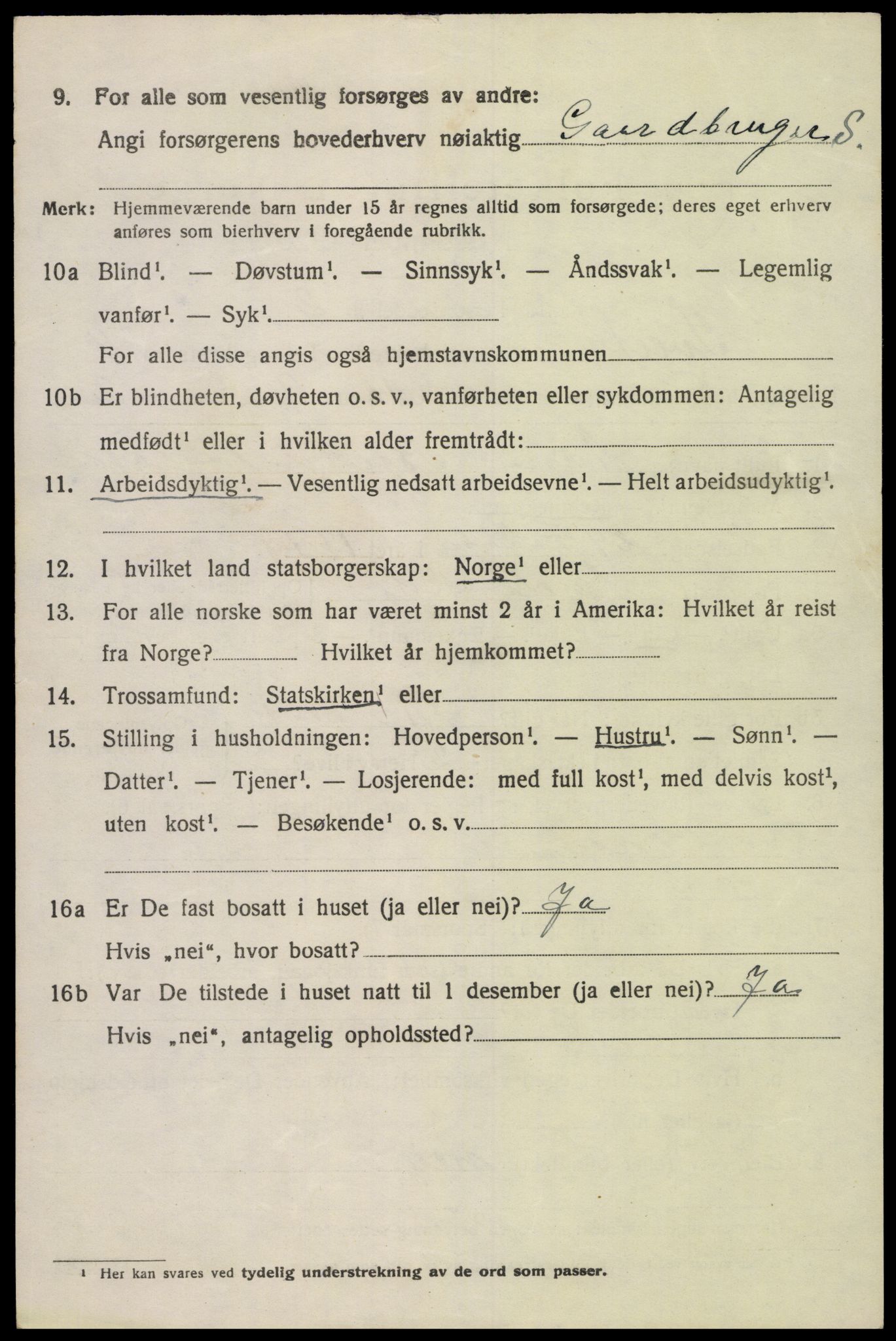 SAK, Folketelling 1920 for 1013 Tveit herred, 1920, s. 2003