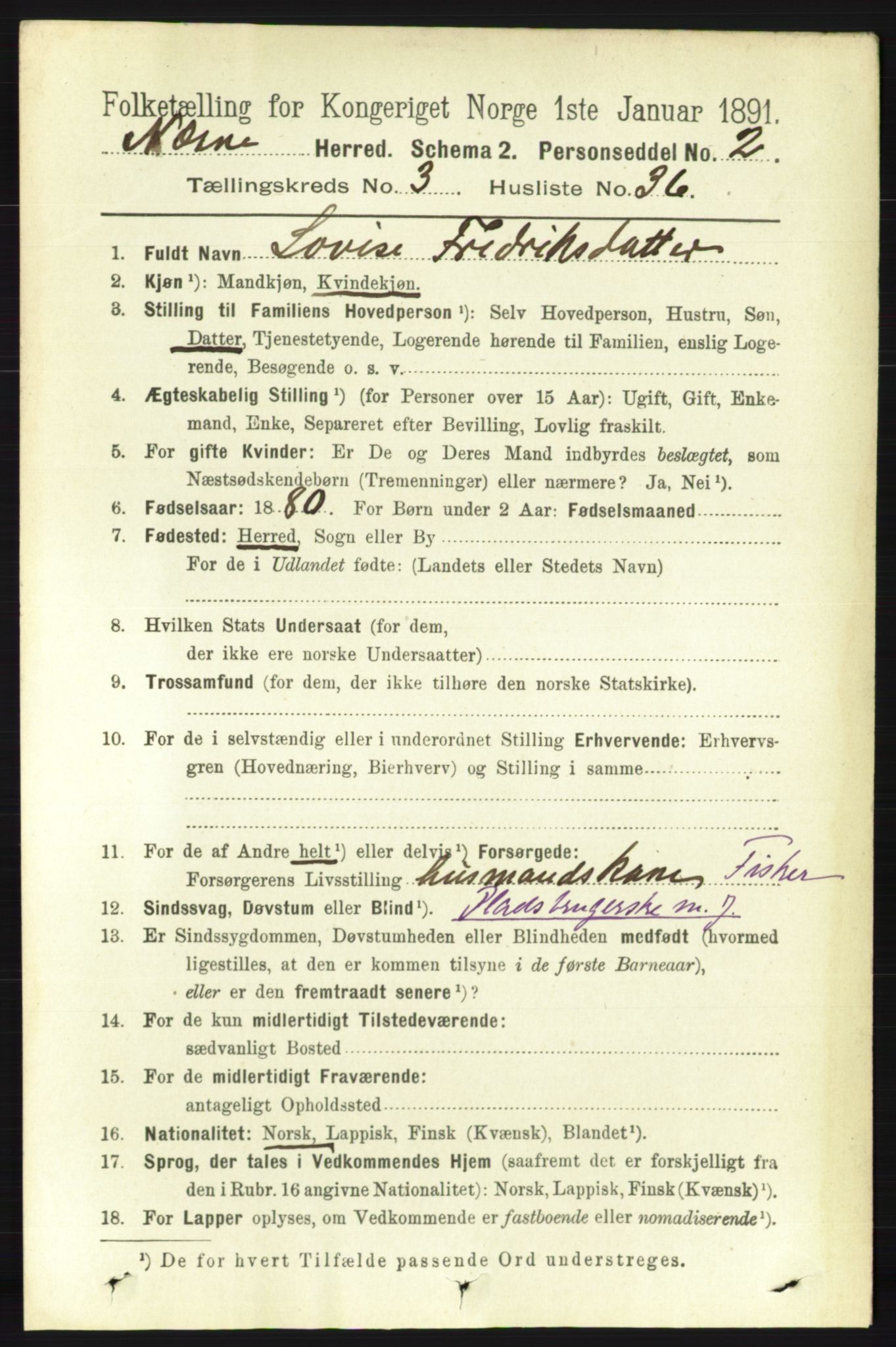 RA, Folketelling 1891 for 1828 Nesna herred, 1891, s. 1714