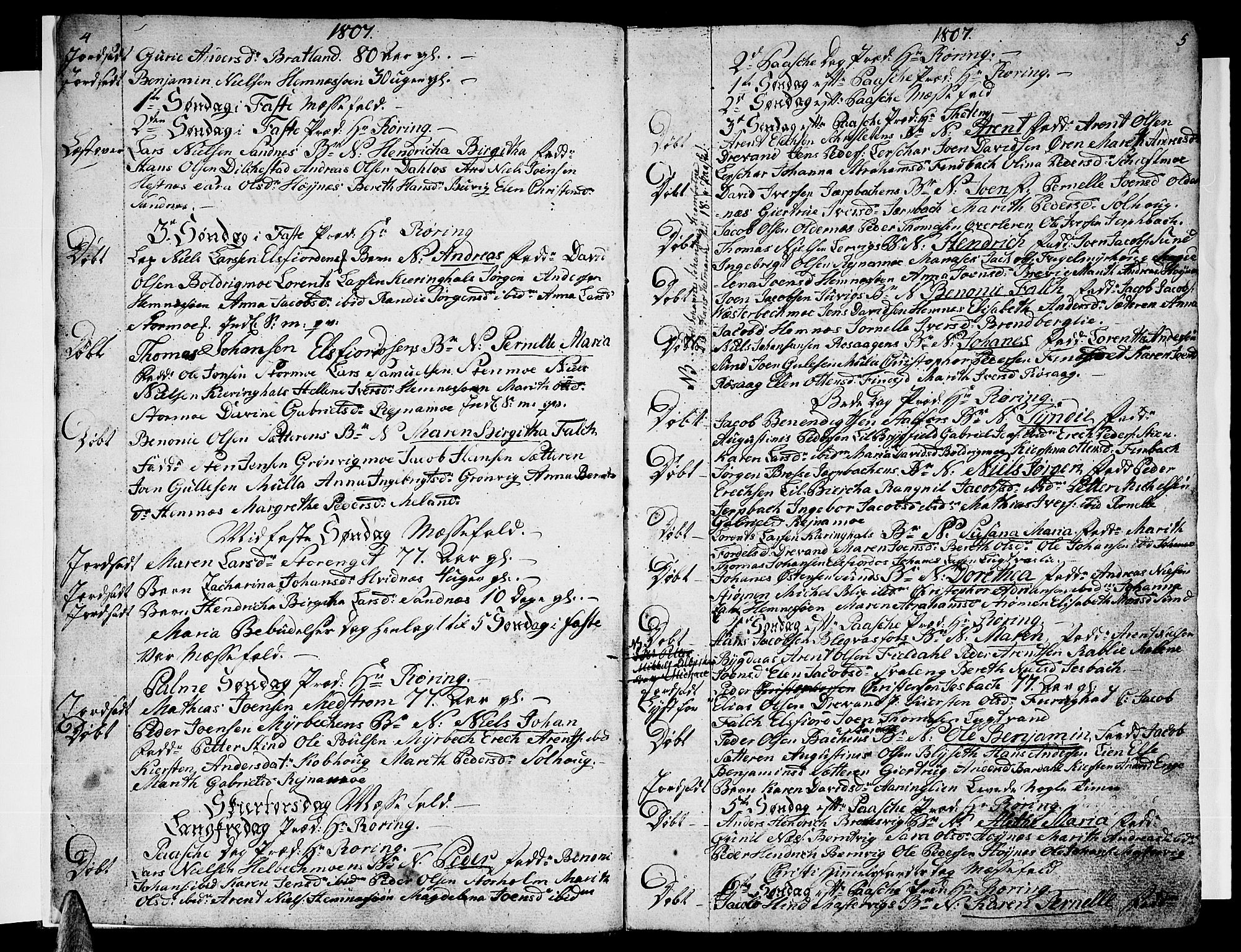Ministerialprotokoller, klokkerbøker og fødselsregistre - Nordland, AV/SAT-A-1459/825/L0351: Ministerialbok nr. 825A06 /1, 1807-1831, s. 4-5