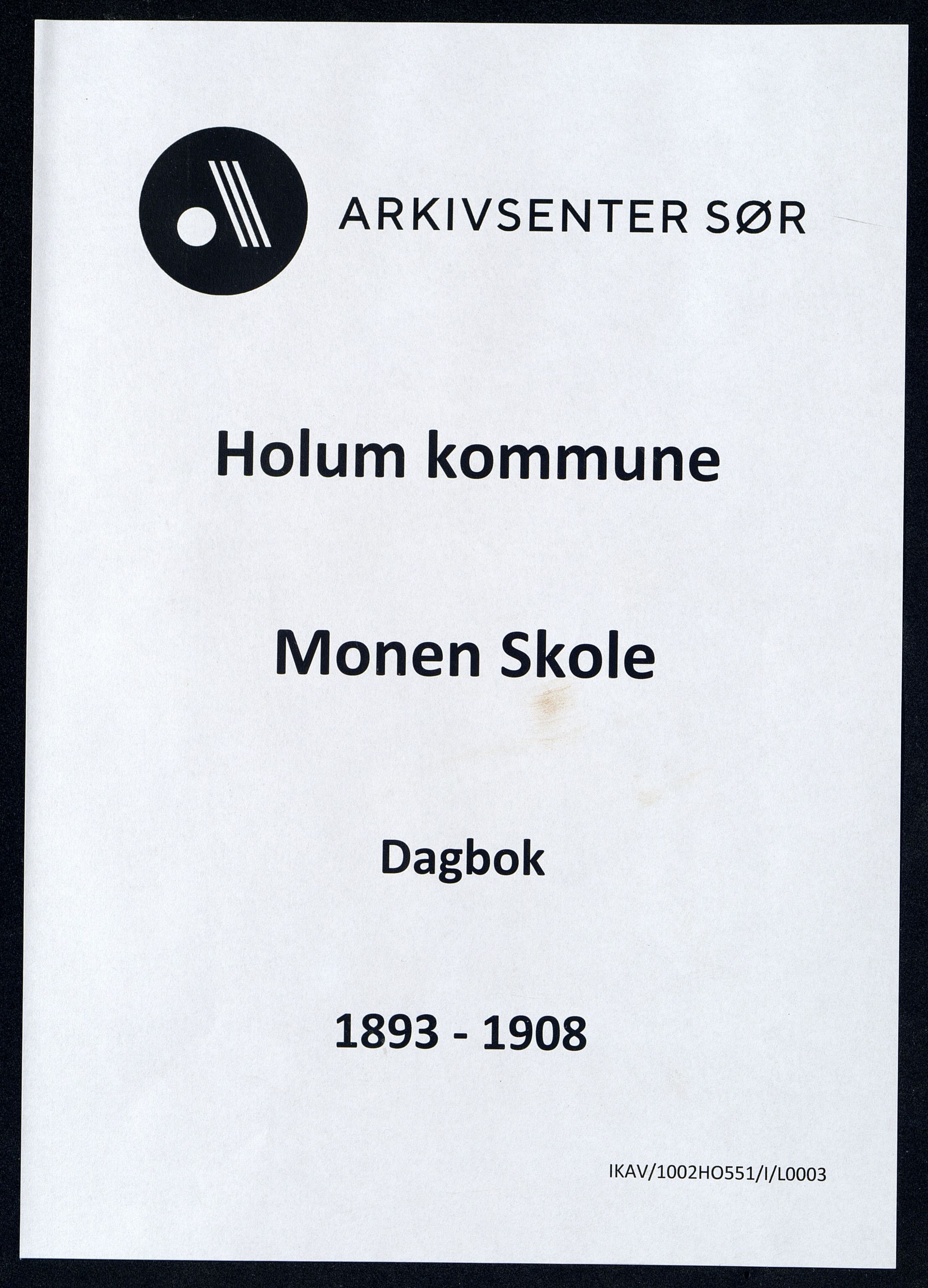 Holum kommune - Monen Skole, ARKSOR/1002HO551/I/L0003: Dagbok, 1893-1908