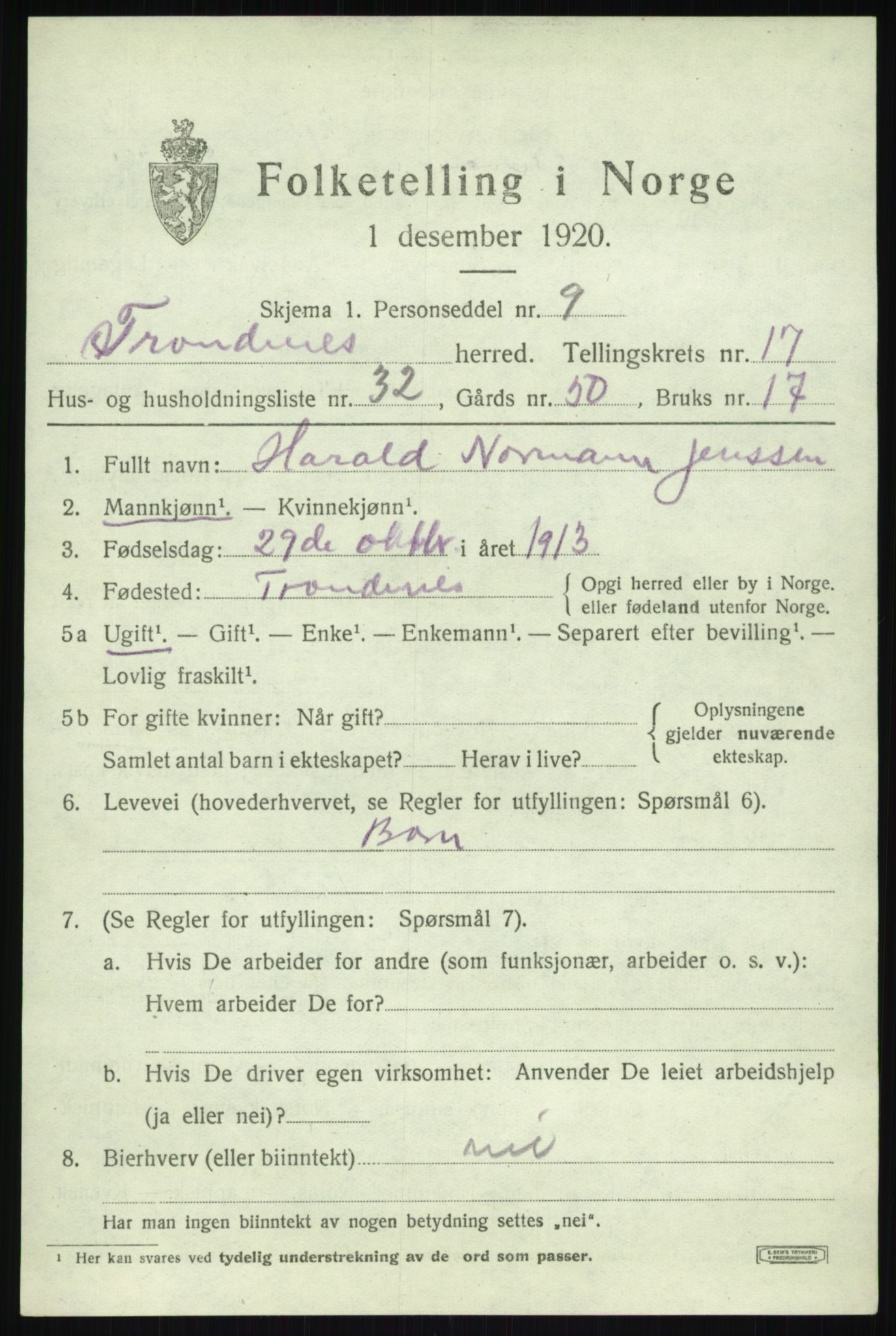 SATØ, Folketelling 1920 for 1914 Trondenes herred, 1920, s. 12235