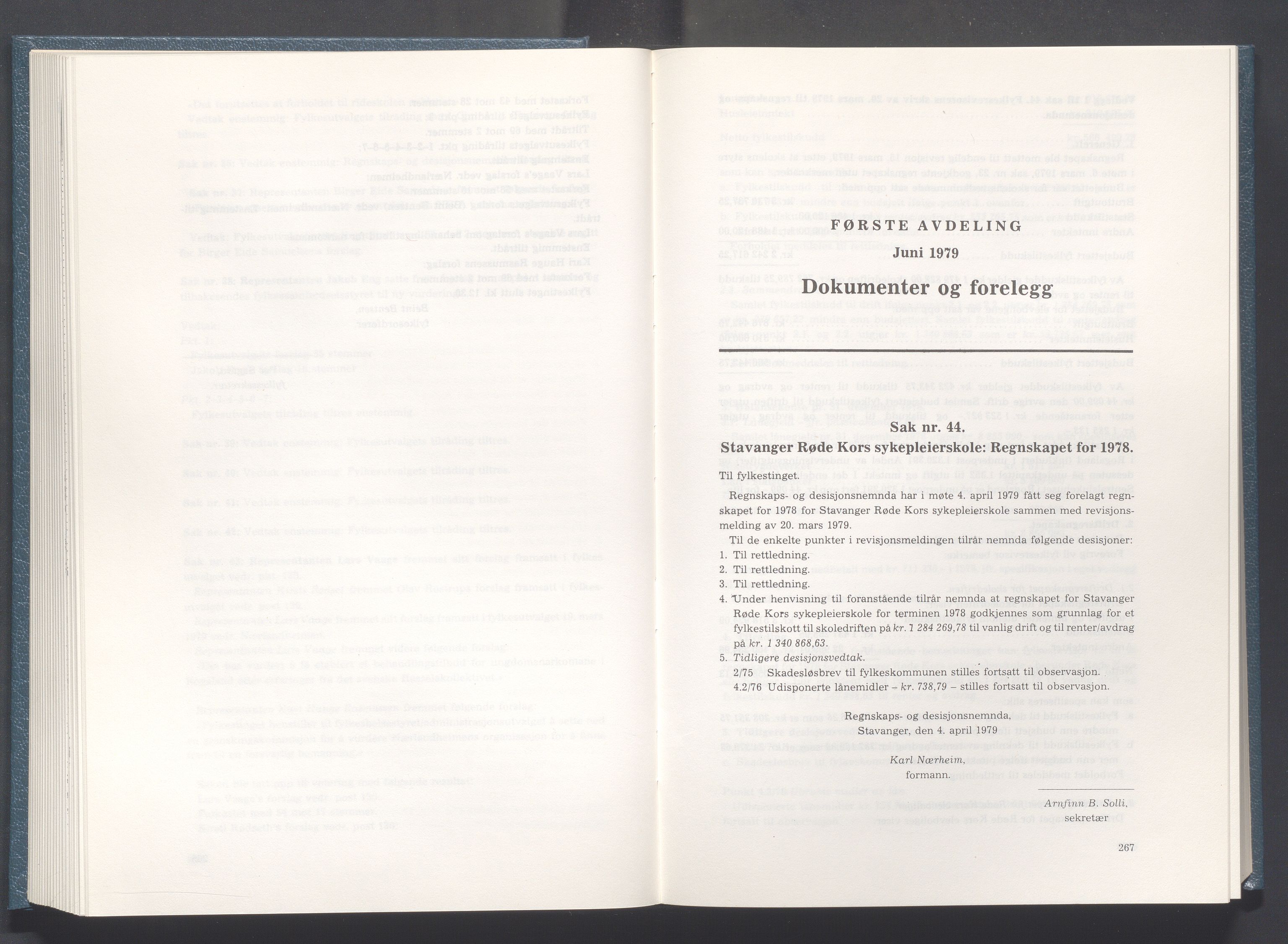 Rogaland fylkeskommune - Fylkesrådmannen , IKAR/A-900/A/Aa/Aaa/L0099: Møtebok , 1979, s. 266-267