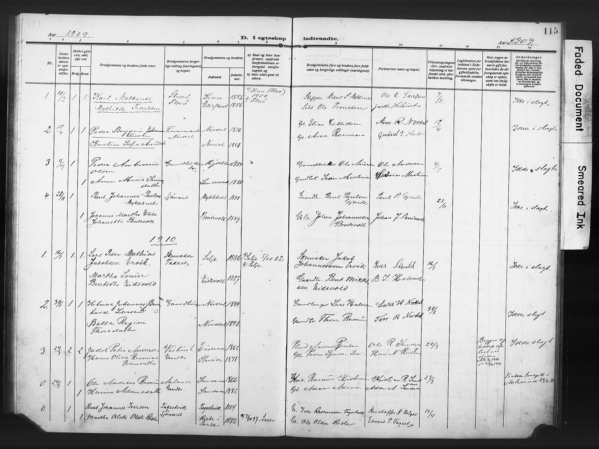 Ministerialprotokoller, klokkerbøker og fødselsregistre - Møre og Romsdal, SAT/A-1454/502/L0028: Klokkerbok nr. 502C02, 1909-1932, s. 115