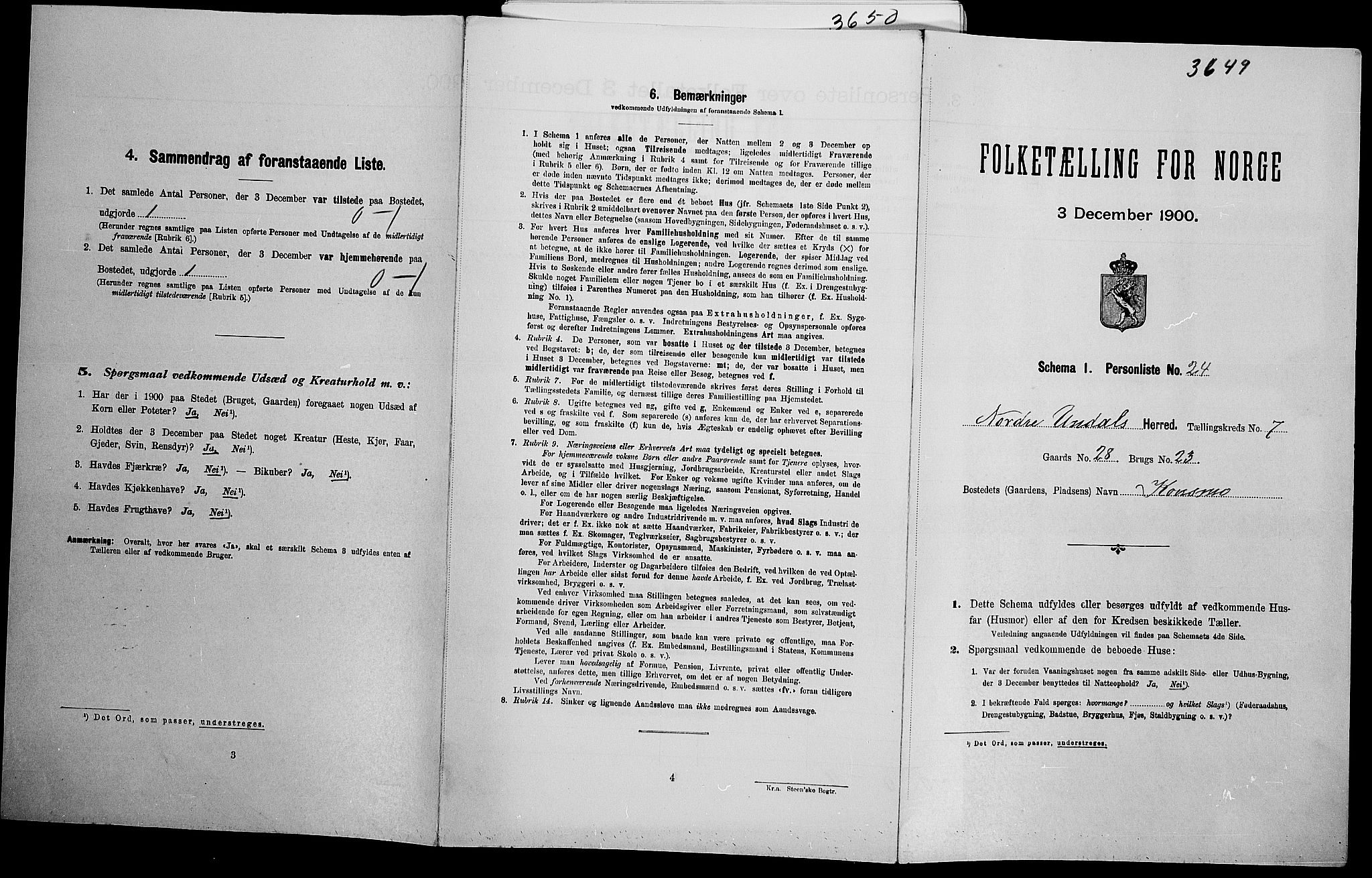 SAK, Folketelling 1900 for 1028 Nord-Audnedal herred, 1900, s. 659