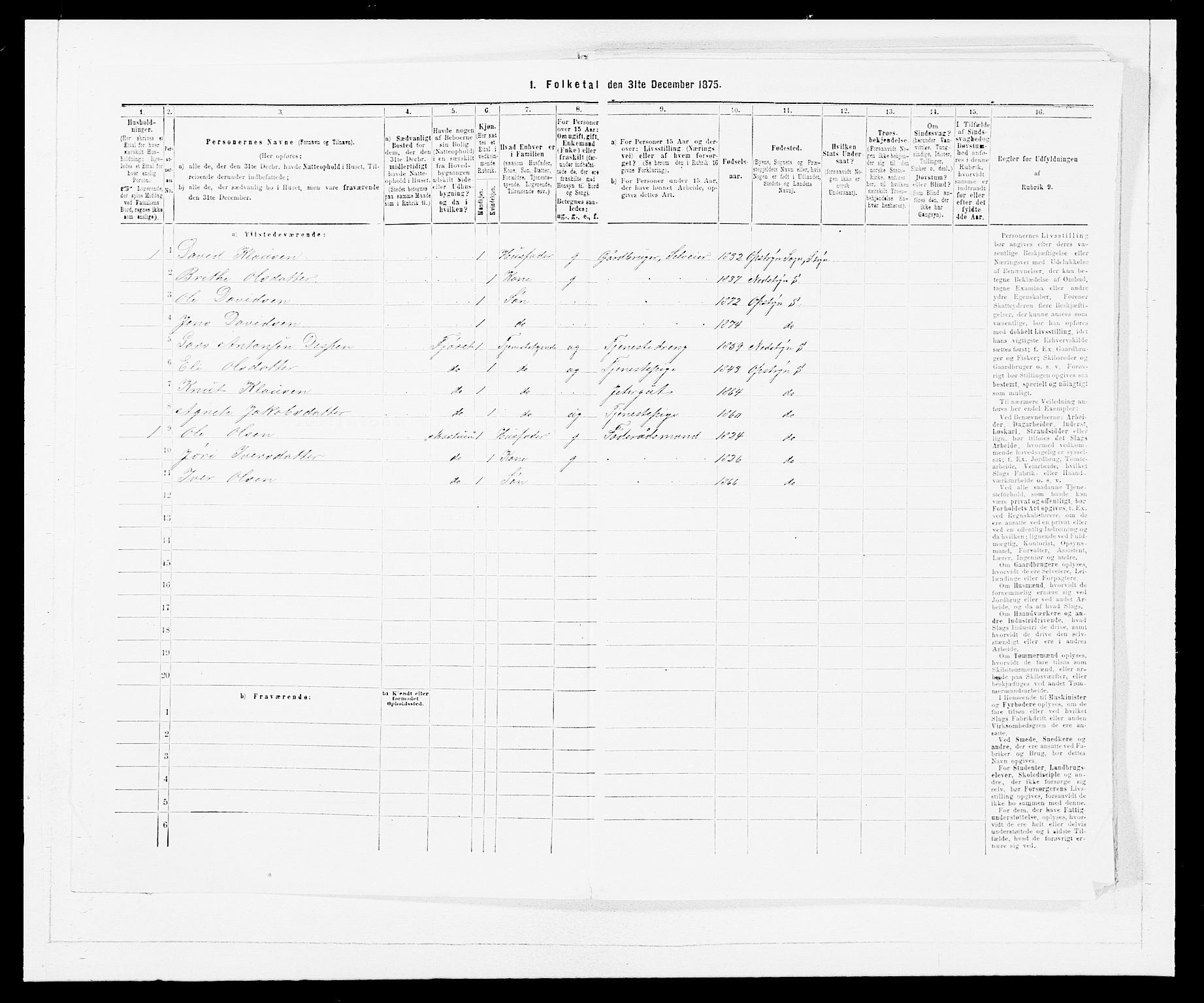 SAB, Folketelling 1875 for 1448P Stryn prestegjeld, 1875, s. 396