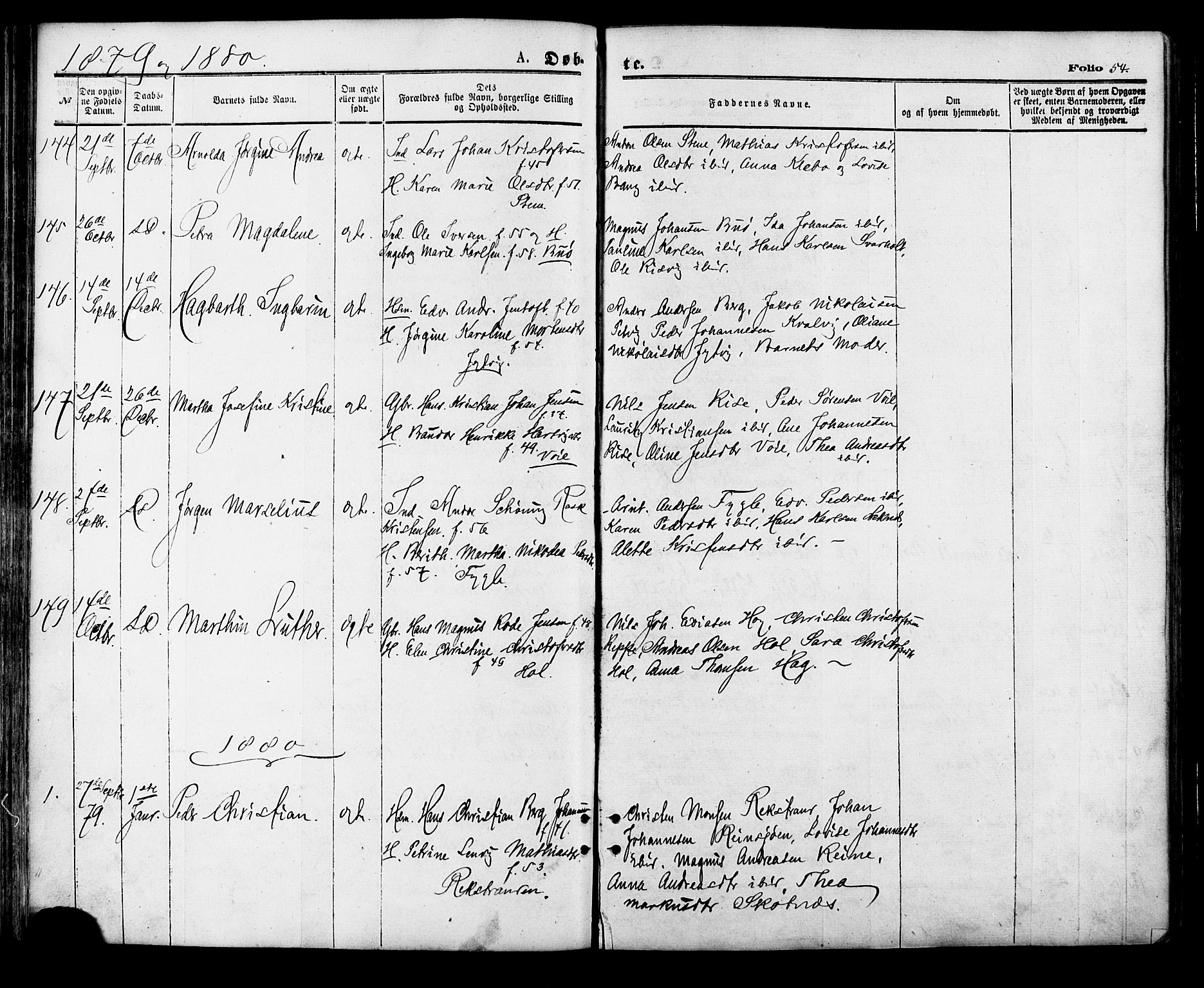 Ministerialprotokoller, klokkerbøker og fødselsregistre - Nordland, SAT/A-1459/881/L1166: Klokkerbok nr. 881C03, 1876-1885, s. 54