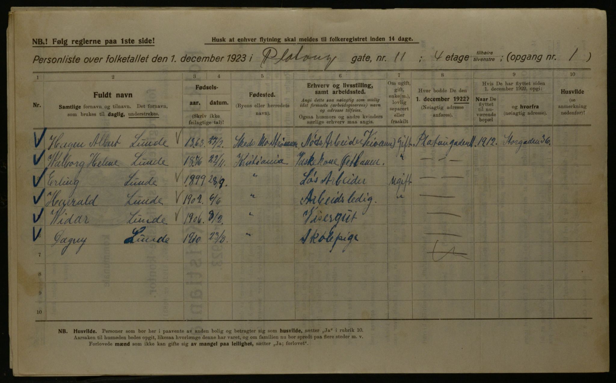 OBA, Kommunal folketelling 1.12.1923 for Kristiania, 1923, s. 88810