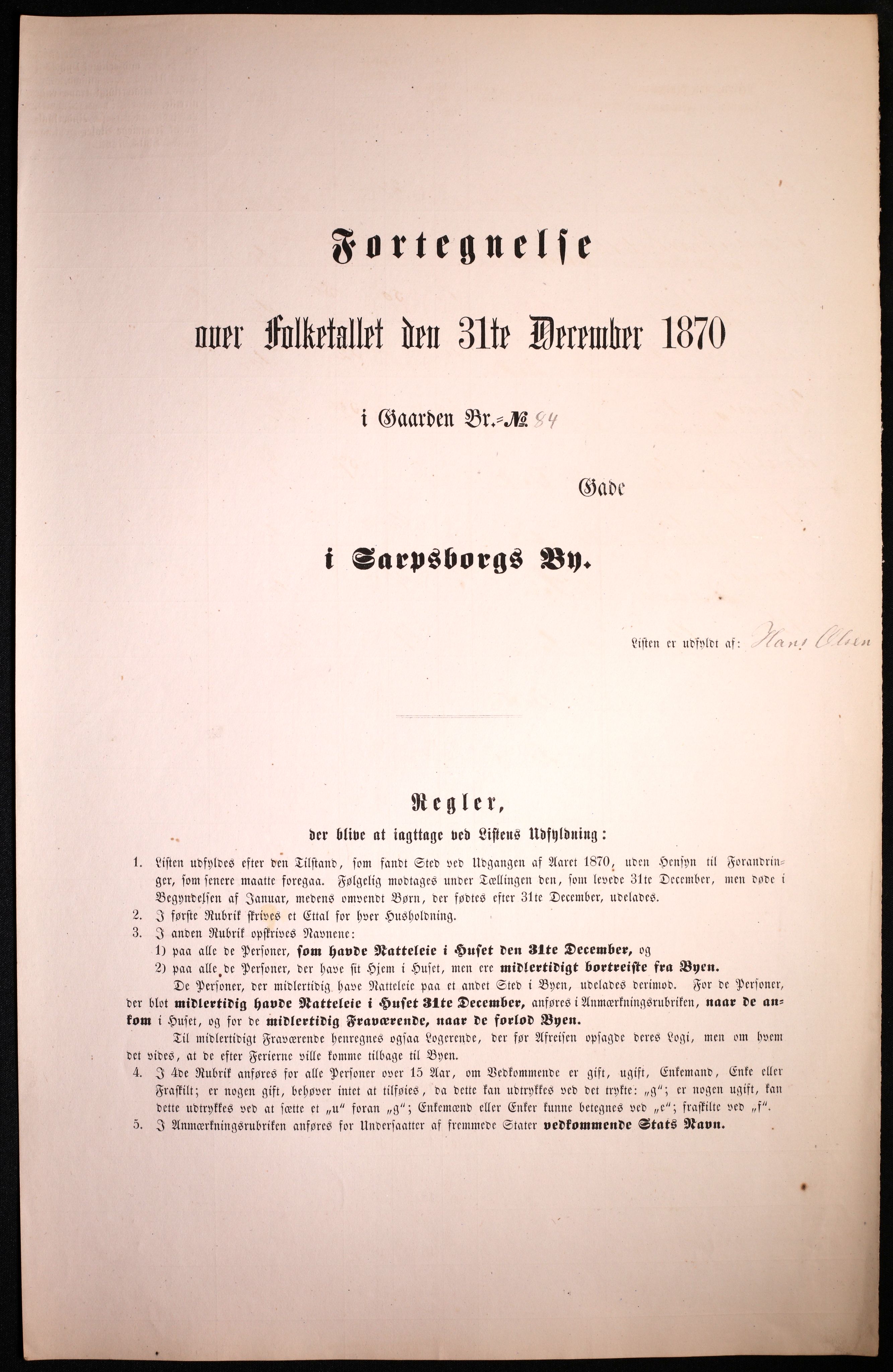 RA, Folketelling 1870 for 0102 Sarpsborg kjøpstad, 1870, s. 441