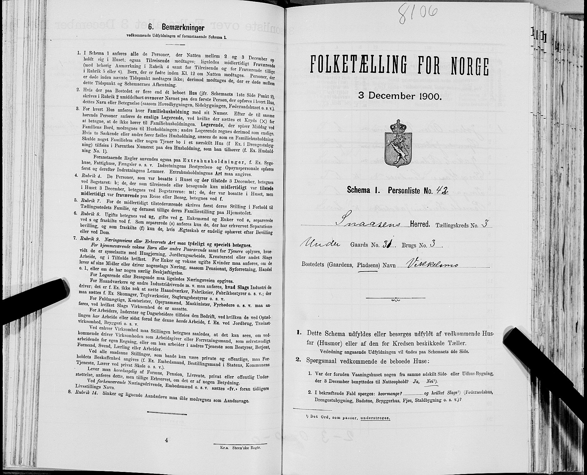 SAT, Folketelling 1900 for 1736 Snåsa herred, 1900, s. 690