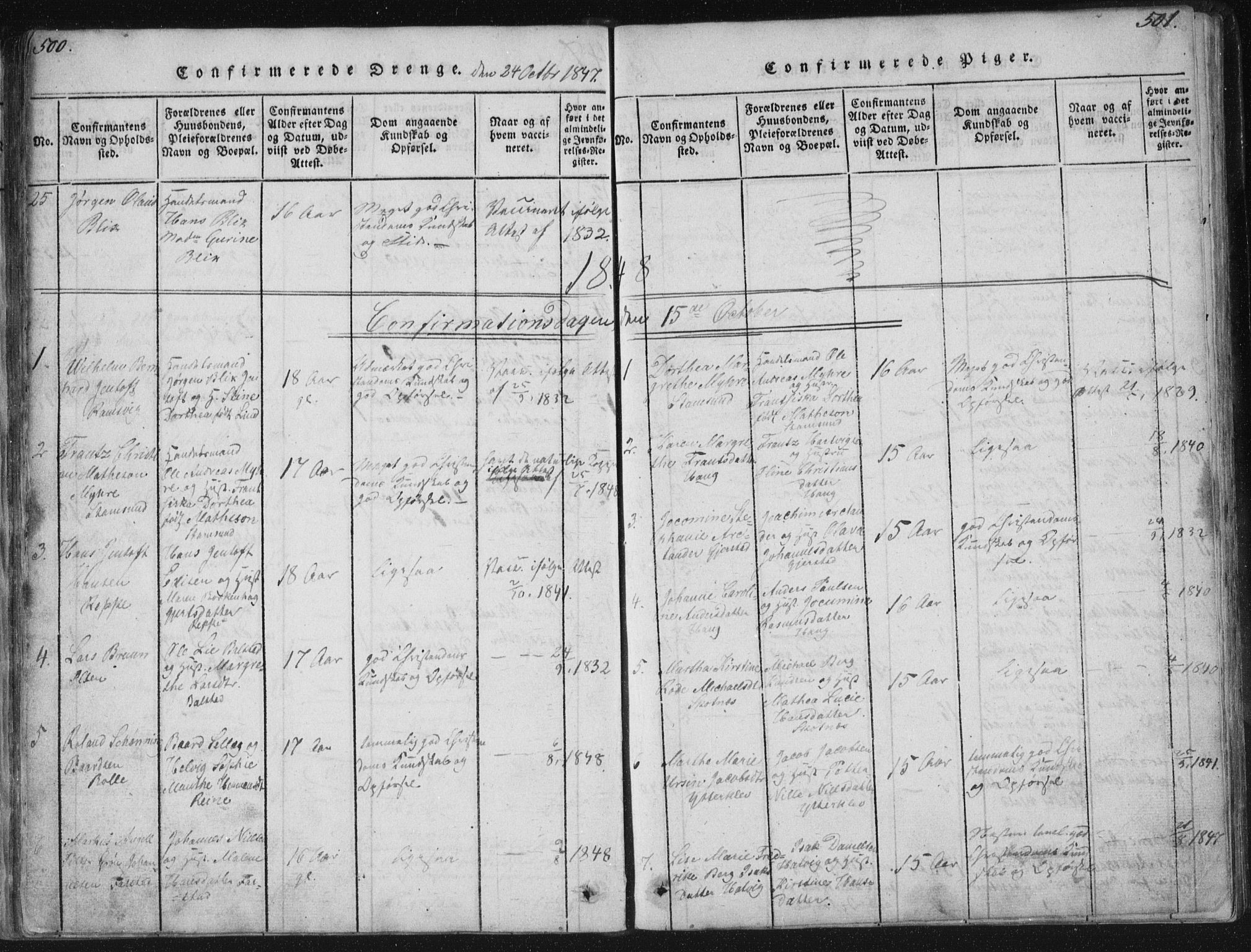 Ministerialprotokoller, klokkerbøker og fødselsregistre - Nordland, SAT/A-1459/881/L1164: Klokkerbok nr. 881C01, 1818-1853, s. 500-501