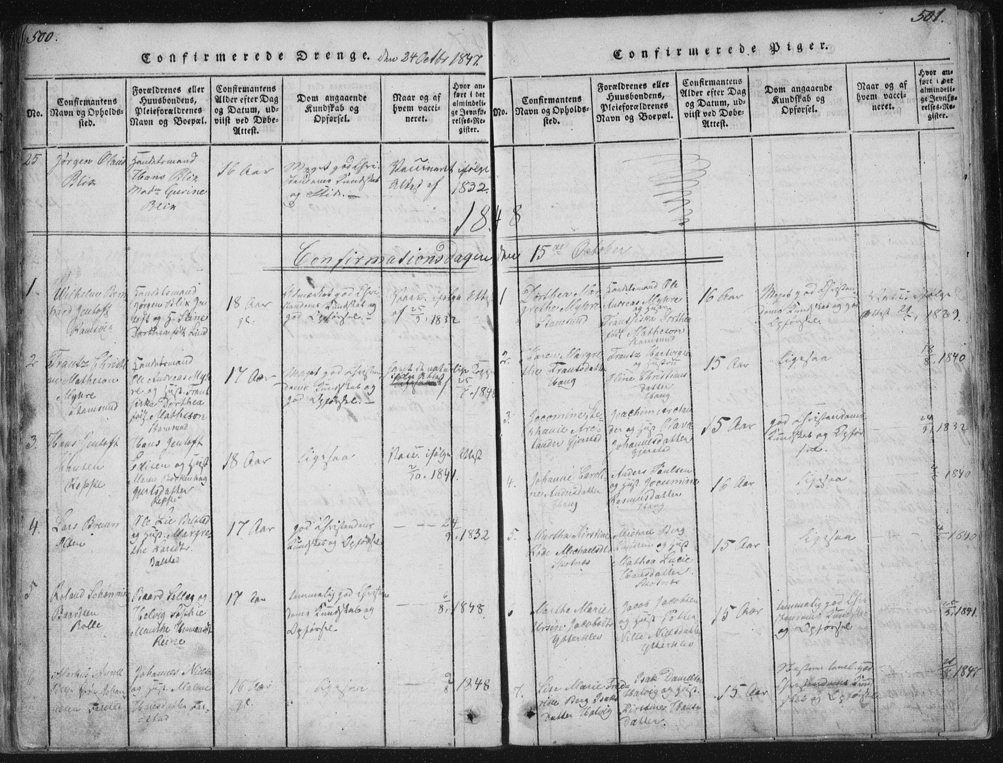 Ministerialprotokoller, klokkerbøker og fødselsregistre - Nordland, AV/SAT-A-1459/881/L1164: Klokkerbok nr. 881C01, 1818-1853, s. 500-501