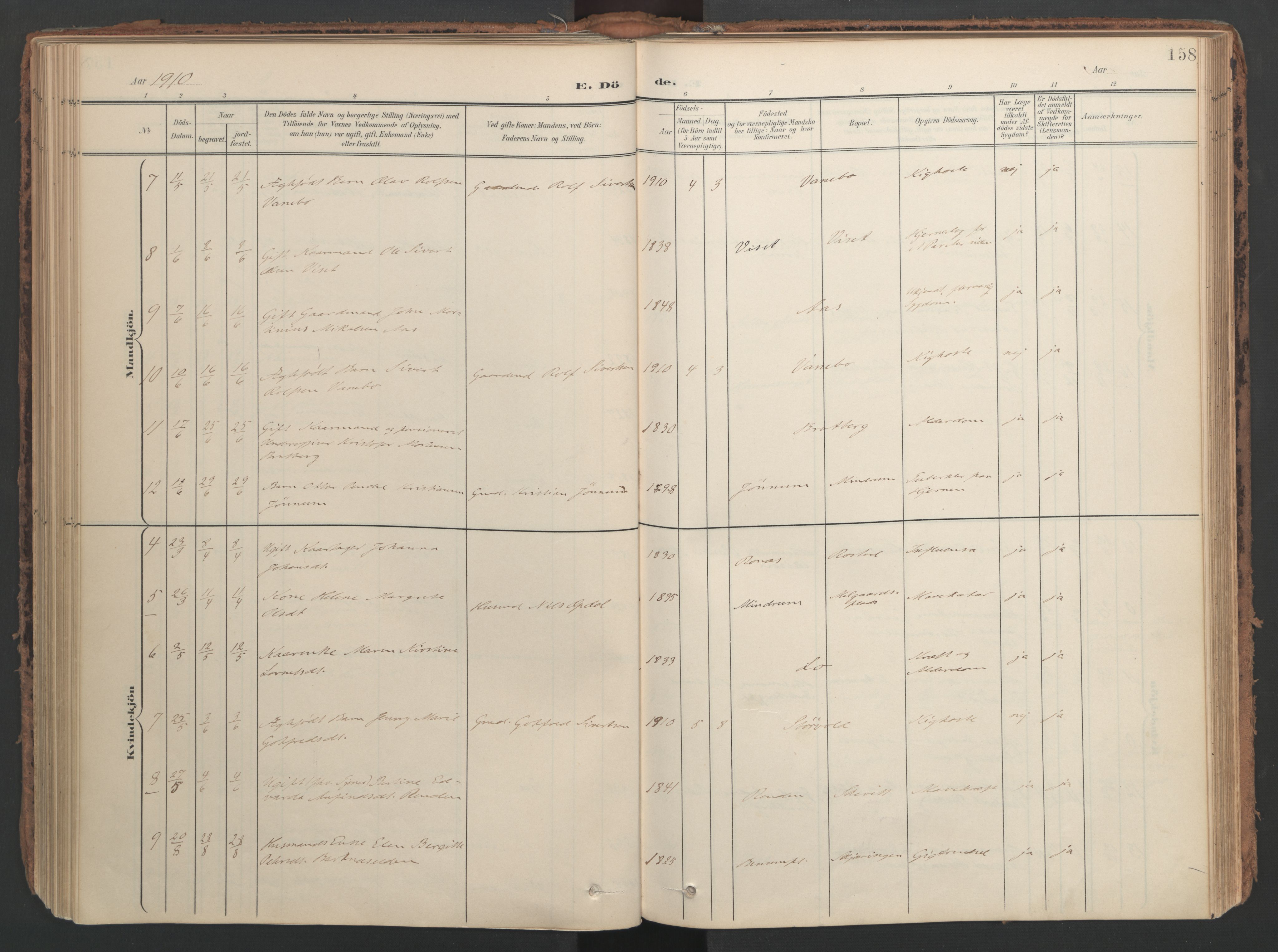 Ministerialprotokoller, klokkerbøker og fødselsregistre - Nord-Trøndelag, SAT/A-1458/741/L0397: Ministerialbok nr. 741A11, 1901-1911, s. 158
