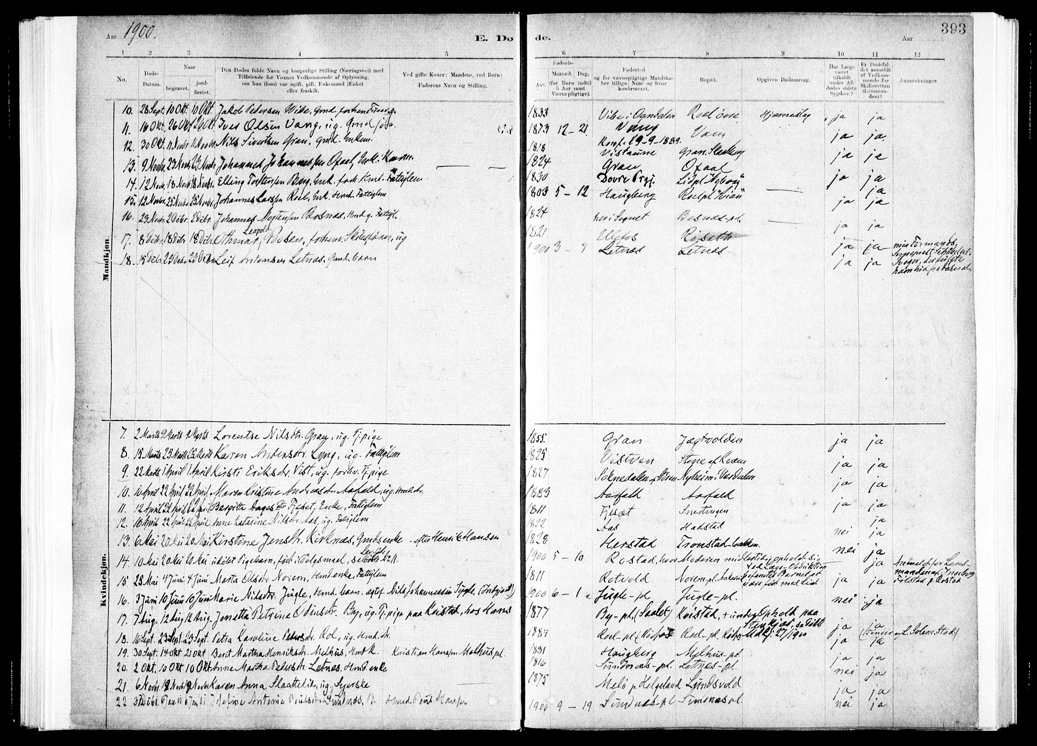 Ministerialprotokoller, klokkerbøker og fødselsregistre - Nord-Trøndelag, AV/SAT-A-1458/730/L0285: Ministerialbok nr. 730A10, 1879-1914, s. 393