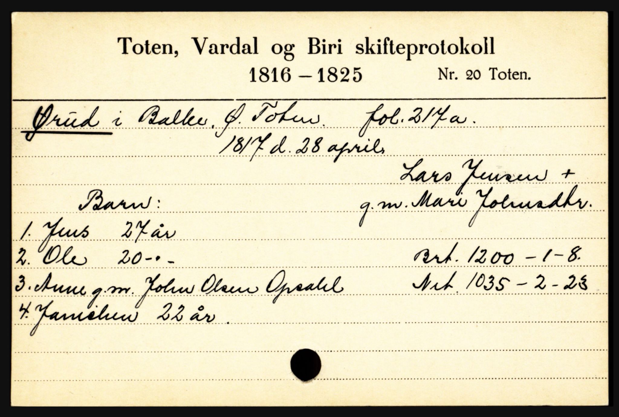 Toten tingrett, SAH/TING-006/J, 1657-1903, s. 22713