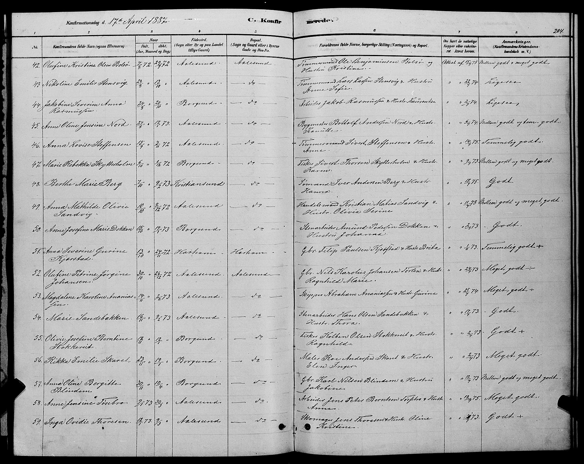 Ministerialprotokoller, klokkerbøker og fødselsregistre - Møre og Romsdal, AV/SAT-A-1454/529/L0466: Klokkerbok nr. 529C03, 1878-1888, s. 204