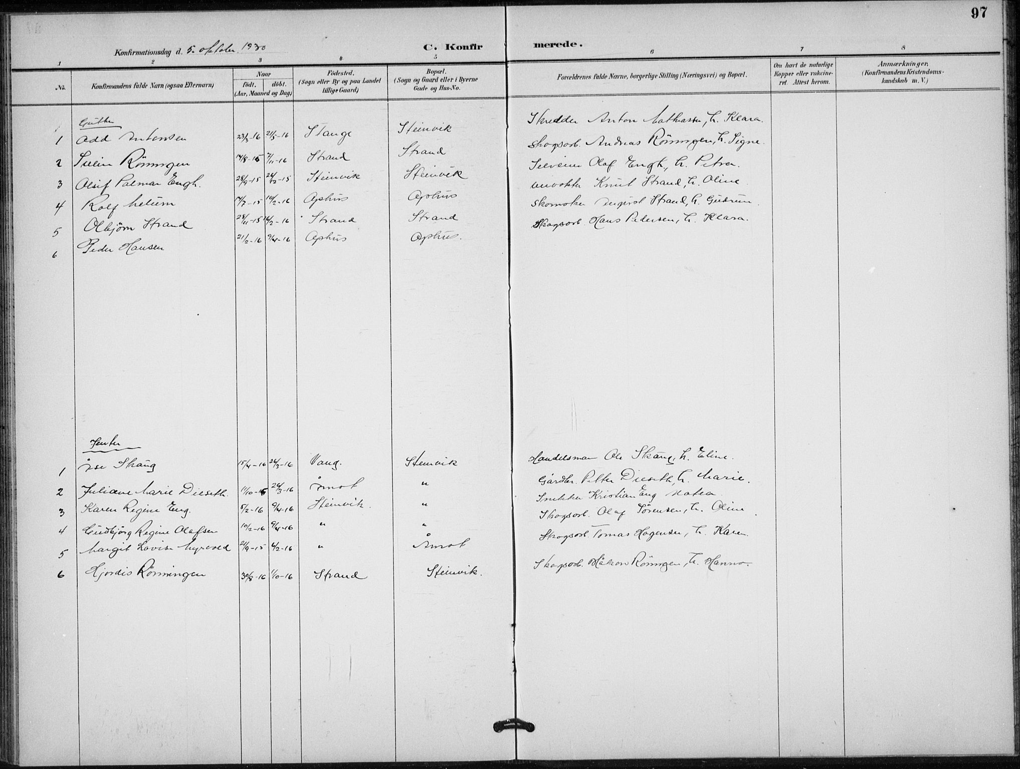 Stor-Elvdal prestekontor, AV/SAH-PREST-052/H/Ha/Hab/L0004: Klokkerbok nr. 4, 1895-1938, s. 97
