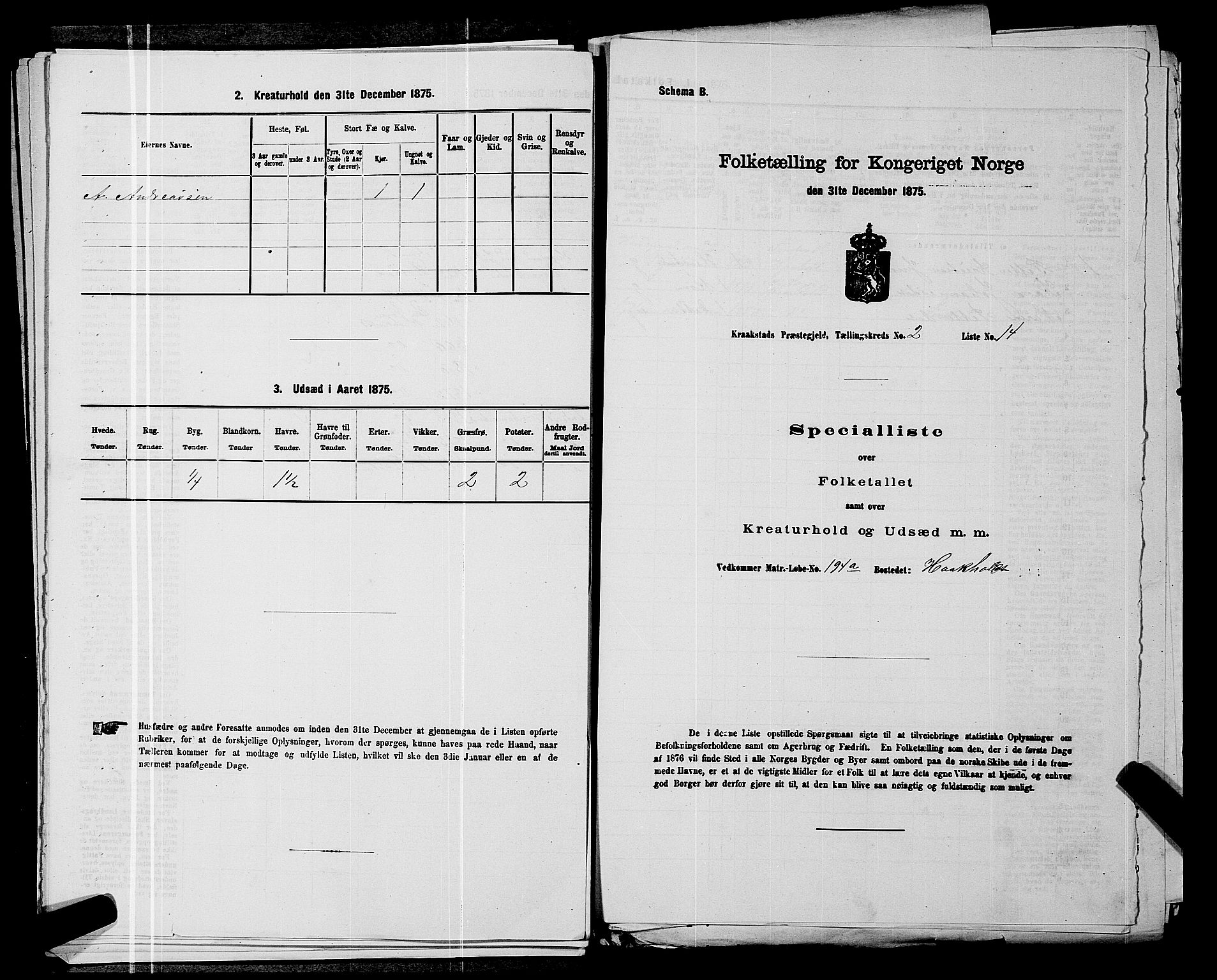 RA, Folketelling 1875 for 0212P Kråkstad prestegjeld, 1875, s. 280